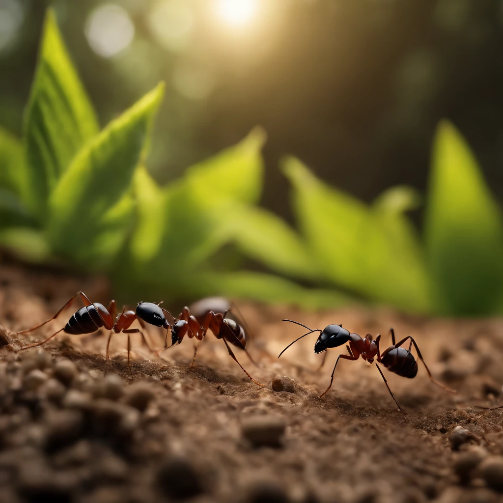 (best quality,4k,8k,highres,masterpiece:1.2),ultra-detailed,(realistic,photorealistic,photo-realistic:1.37),ant,scared,standing up,marching line of ants,forest,horizon,line of ants walking on the ground,green leaves,shadows,queen ant,ant hill,curiosity,brave ants,hive,forest floor,antennae,teamwork,organized,alert,small insects on the ground,tiny creatures,lush vegetation,earth tones,natural habitat,unity,adventure,exploration,looking out,collecting food,communication,community,lifecycle,hardworking ants,creeping through the forest,crisp details,exquisite nature scene,impressive depth,leafy trail,sumptuous colors,serene,peaceful ambiance,harmonious intertwining.