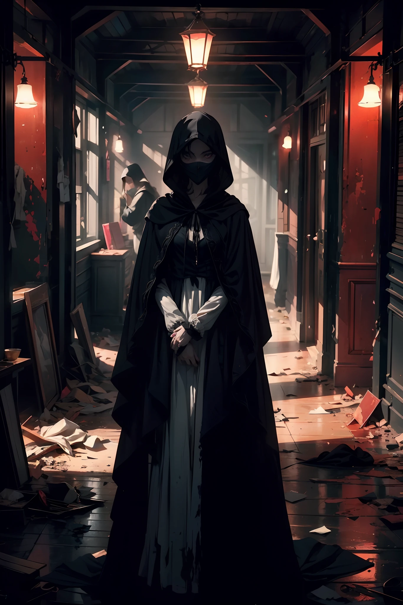 Grim reaper, morte, sombrio, atmosfera aterradora, alta qualidade, aterrorizante, terror, horror, deus da morte, ceifeiro