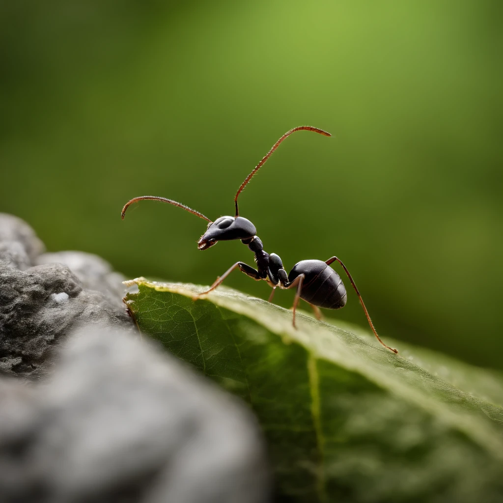 an ant stands in a dropping snowflake in the air