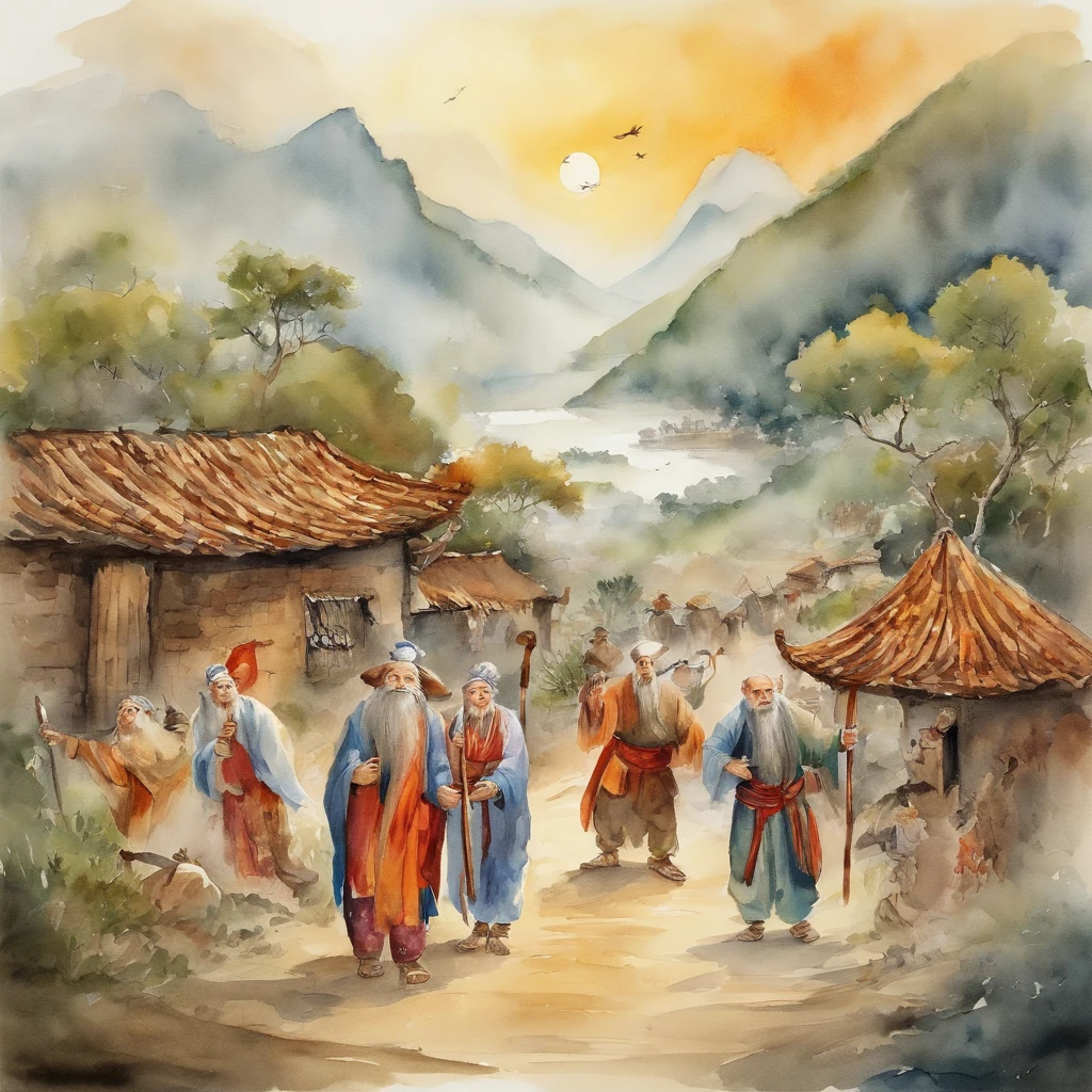 A group of poor people in rags walked in the desolate field, ren xun and maruyama ōkyo, author：Cui Bai, author：Gu An, author：Lee Young-jin, author：Xu Beihong, author：Ji Yunfei, author：Chen Daofu, author：Dong Qichang, author：Gaige, author：Li Di, author：Guan Daosheng，Black and white ink painting，Black and white gray，（Chinese landscape painting），（ink and watercolor painting），（8k wallpaper），Extremely detailed picture depiction，wide angles，depth of fields，tmasterpiece，realisticlying，Beautifully depicted，A detailed，acurate，Works of masters，tmasterpiece