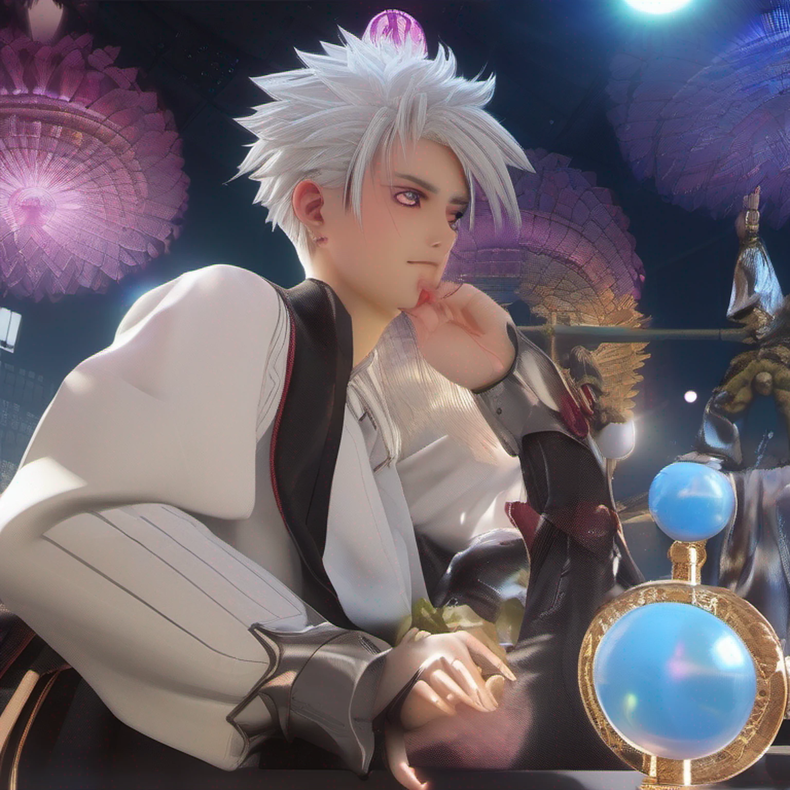((High detail、Cinematic lighting))、messy white hair、aquamarine eyes、white lashes、raios de deus、ray tracing、sombra projetada、optical illusion、Parte superior do corpo、looking at the camera、master part、((Super Detalhe、melhor qualidade、8k))、Jujutsu Kaisen、Gojo Gojo、Traje preto、Surgical deployment、Fundo preto do jato perfeito、olhar sereno、Ser Poderoso、mystic atmosphere、(Estranho luar、Ominous shadows、 Aura azul intensa、 Aura vermelha intensa、Symbol of the power that surrounds you、Radiating Magical Energy、Mystical artifacts、Ether particles、dinamic pose、Epic Power.