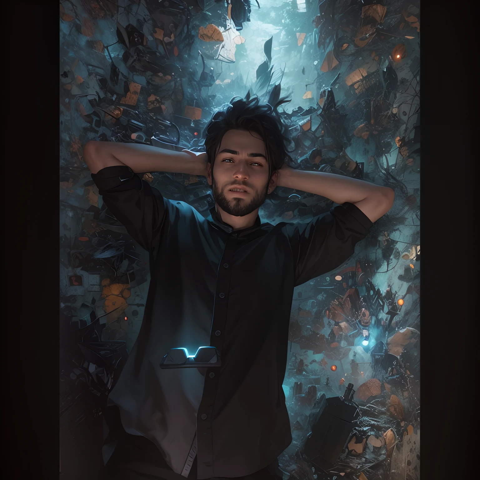 Background black with realistic face....in a gaming universe face should be real....the face I have given exactly that kind of face....picture should be in hd... And have details...