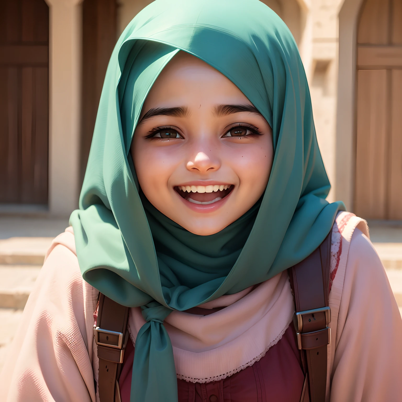 Muslim girl laughing