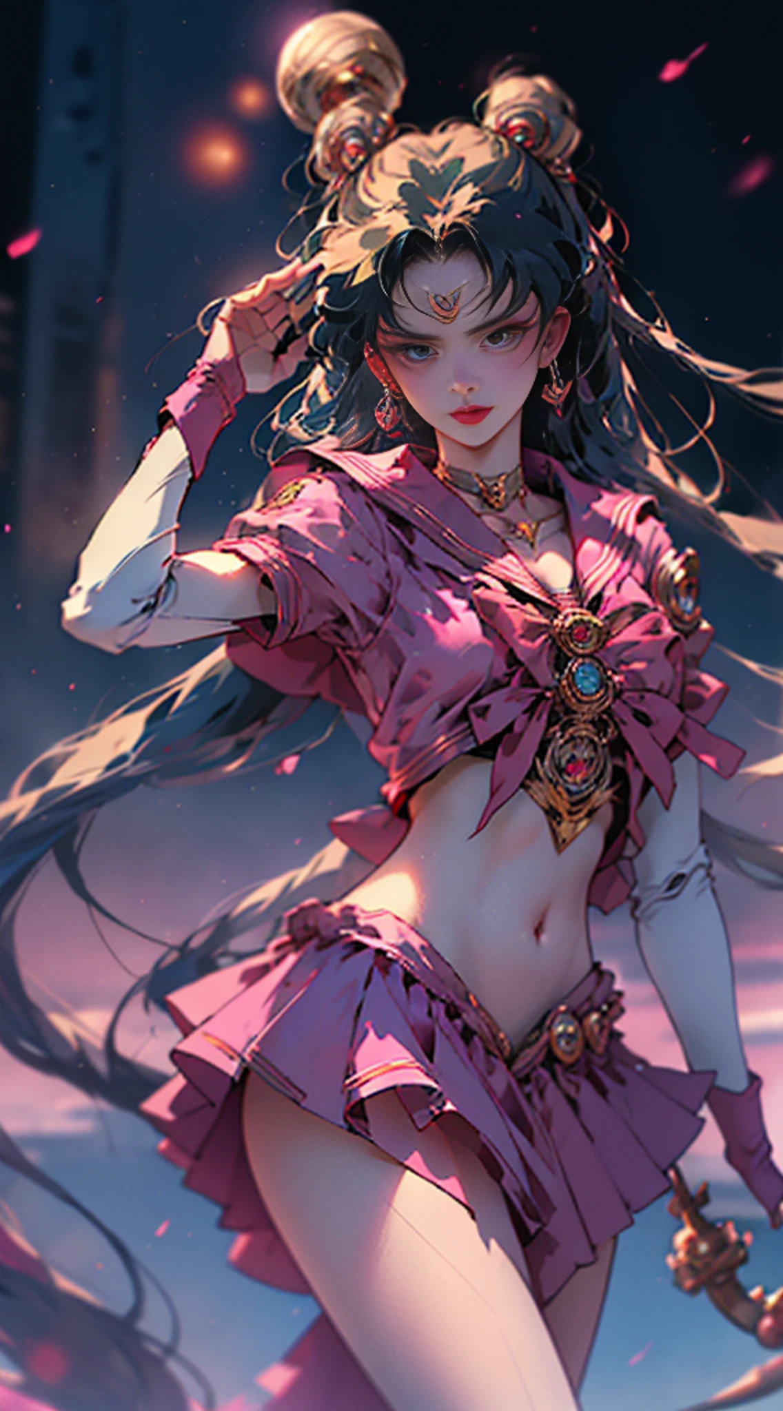 ((obra-prima)), (melhor qualidade), (Ultra Detalhado), ((muito detalhado)), 4k, (8k), Marinheiro Marte, cabelos pretos longos, Sailor Mars Aesthetics, Dream nucleus,