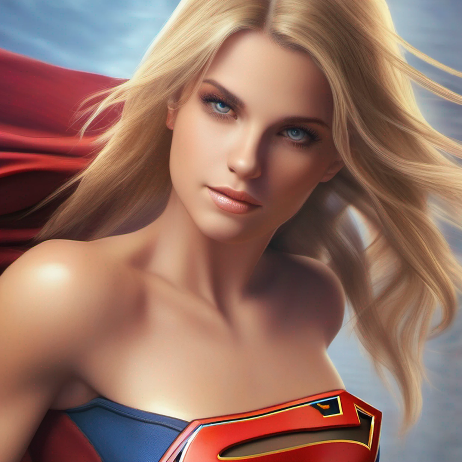Anime style, (Superman girl), insanely beautiful Alina Gorohowa portrait photo, 21 years old, full body, angle from below, body curve, navel, mini skirt, smooth creamy skin, beautiful chestnut eyes, beautiful face details, ((Manhattan background))), low angle medium shot, greedy and attractive, Gorgeous and vivid emotions with a surprisingly euphoric feeling, peach fluff, symmetrical circular iris, natural glitter makeup, detailed moisture, detailed droplets, detailed complex hair, DSLR, reflected in ray trace, Pino Deni, Bud Melman by Larry, symmetrical face and body, CGsociety, Gottfried Helnwein and Irakli Nadal, eye reflection, focus, Unreal Engine 5, VFX, Film Photography, Extreme Detail, Ultra HD, Post-Processing, Post-Production, Single Face, Tambil Tamim, Ultra-Realistic Photography, Shot with Hasselblad X1D-50c, ISO 100