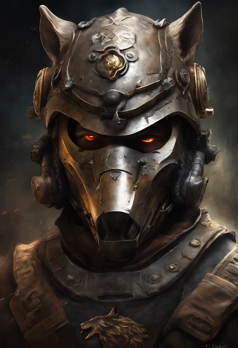 maximum quality, dramatic lighting, menacing pose, fierce expression, epic atmosphere, (((wolf head shaped helmet))), (((tiro de corpo inteiro))),um lobo feito de metal, ciborgue, estilo cyberpunk, mechnical, ((detalhes intrincados)), HDR, ((detalhes intrincados, hiperdetalhado)), incandescent bulbs, Cinematic Shot, vinheta, bokeh efeito beckground, (Caninos), (tiro de corpo inteiro).