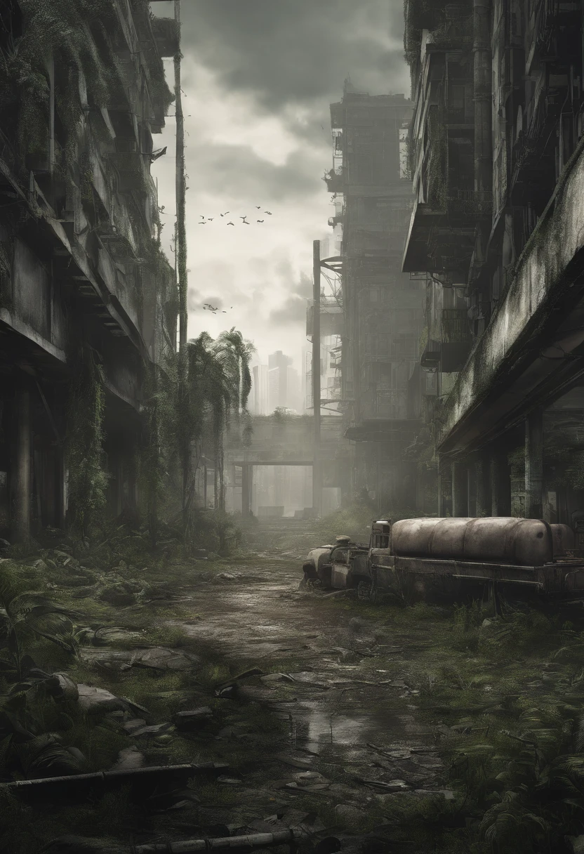 scenecy, apocalipse zumbi, floresta, cidade abandonada, ferrugem, sobreviventes, zumbis, dominant vegetation