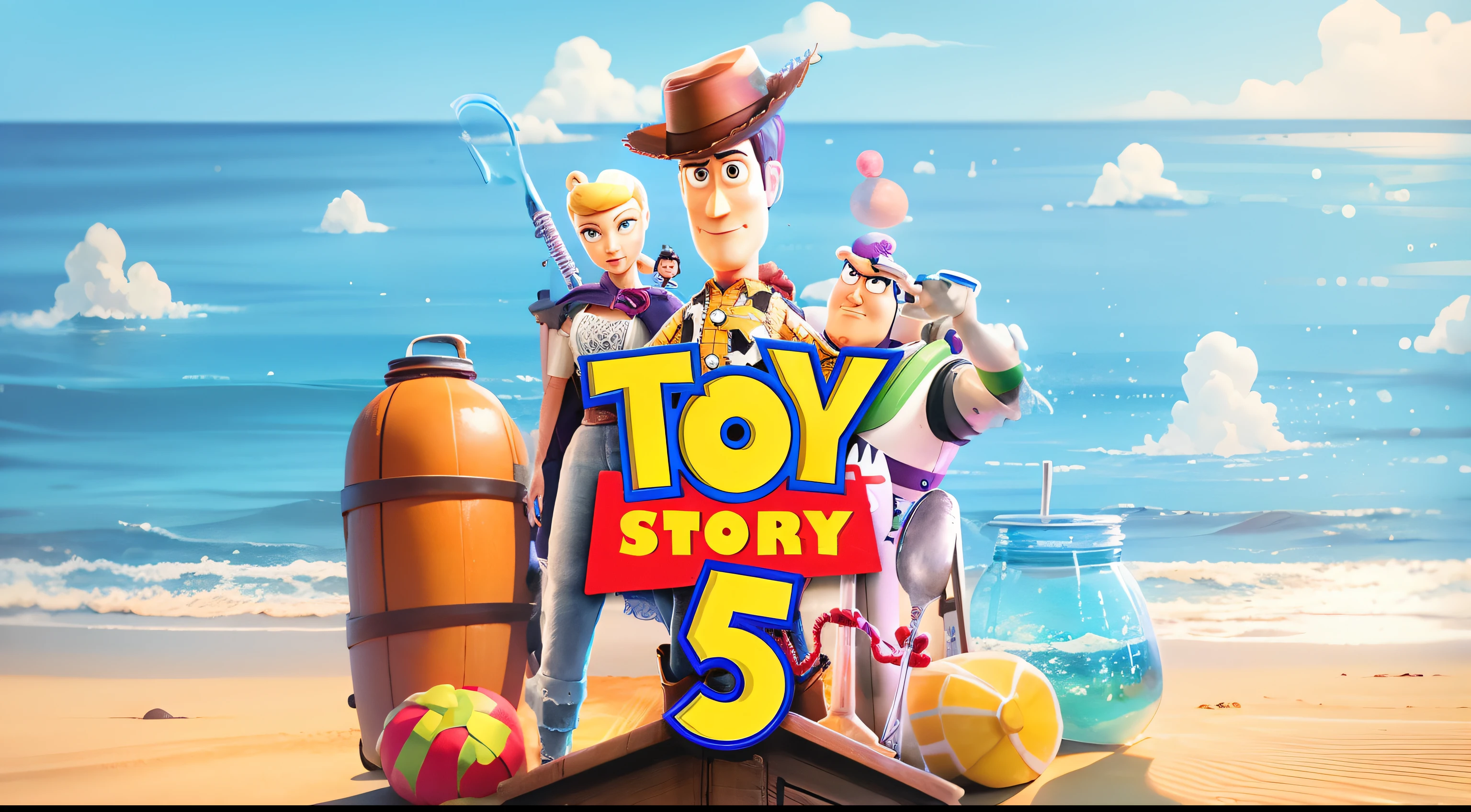 toy story 5, concept movie, beach