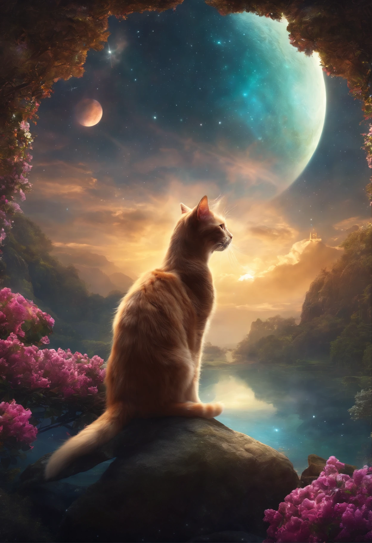 kosmos　3D Art　planetes　Mystical　Cat Princess