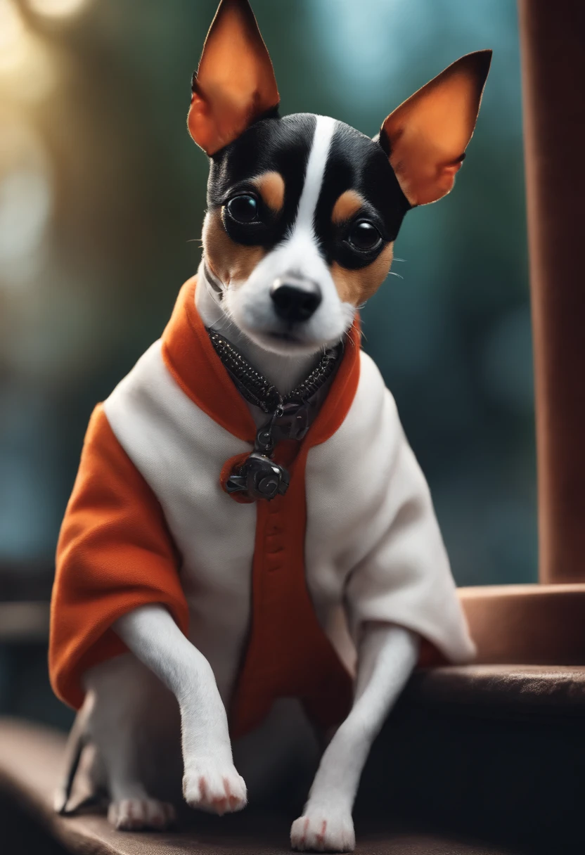 convertir el rat terrier en una figura de anime, estilo humanoide, con ropa de hacker