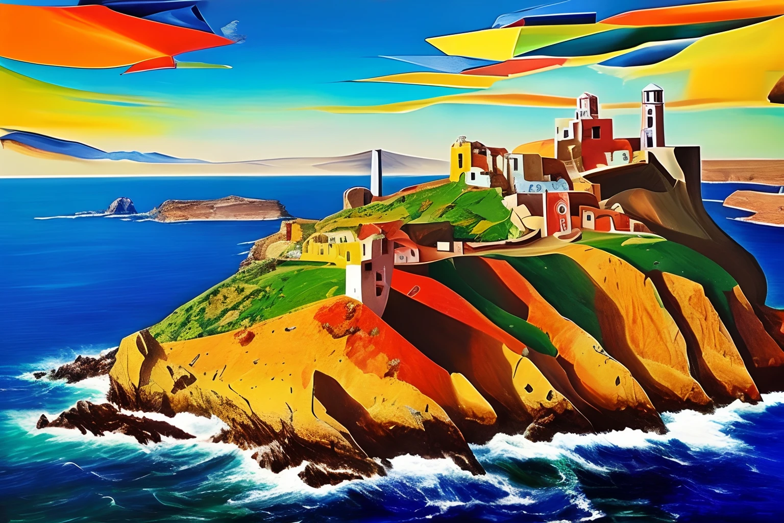 collage,pop music,Grapffiti,Melted Softwatch,an oil painting,Motifs of the Cape of Creus,Salvador Dalístyle,surrealism