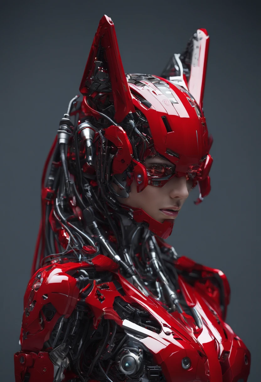 Hyoer realistic, detail, Futuristic red wolf suit, woman, futuristic thing on it, full body, trending on artstation, highly detailed, by WLOP, sharp focus, studio photo, intricate details, beautiful lighting