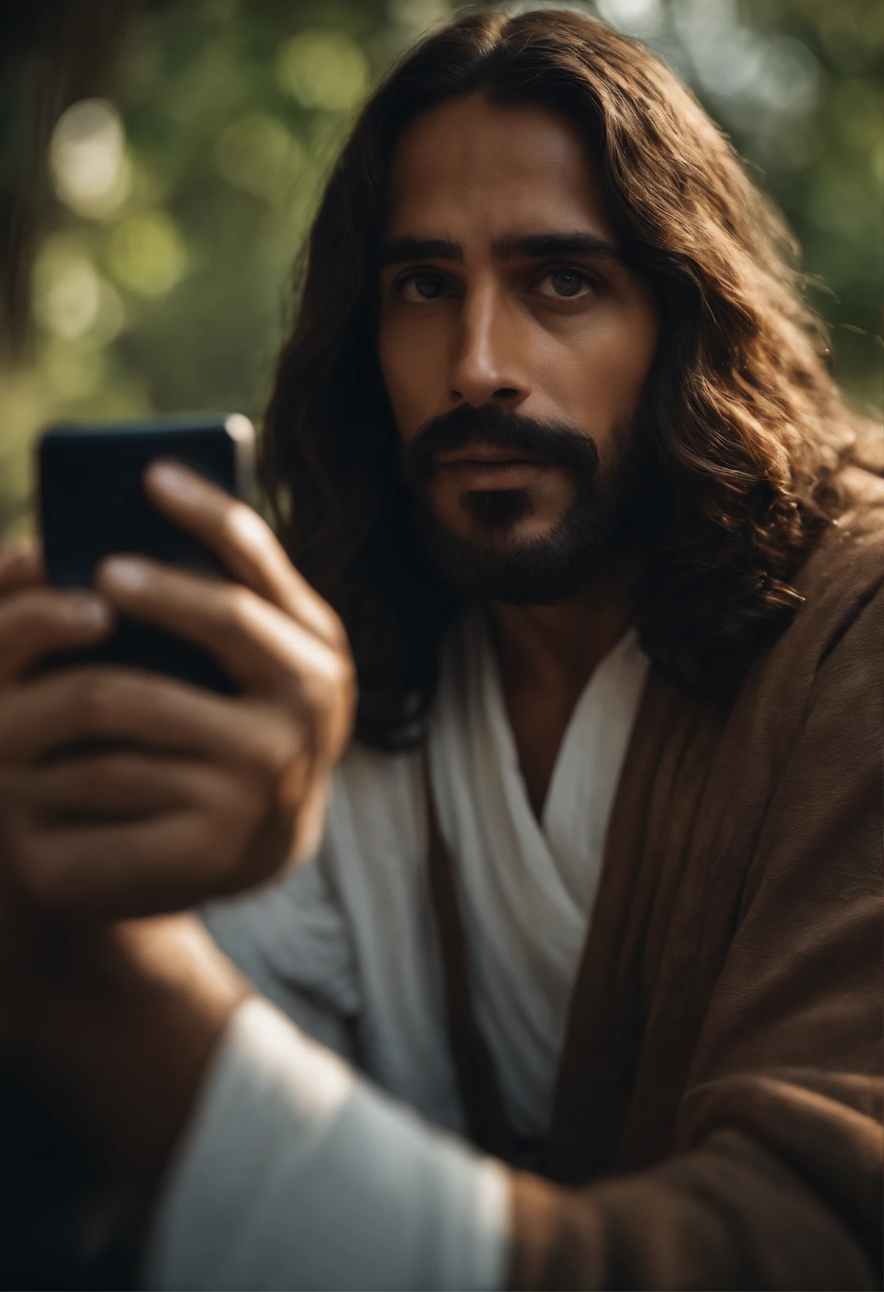 Retrato de um pai, Jesus tirando selfie