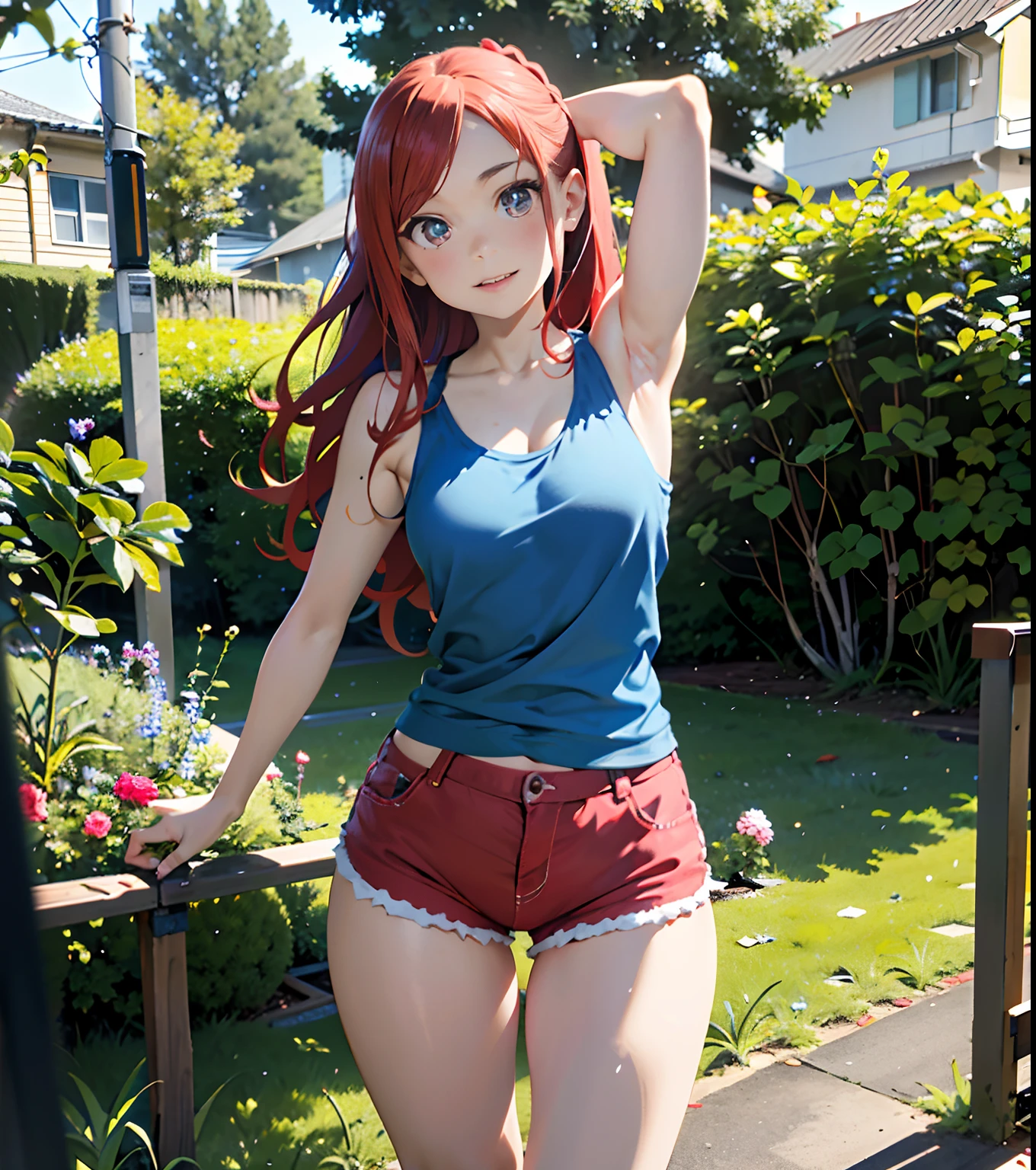 Xayah,t-shirt, animal ears, yellow eyes, pierced nose, casual clothes, portrait, stunning, hair over shoulder, hoodless, beautiful, 4k