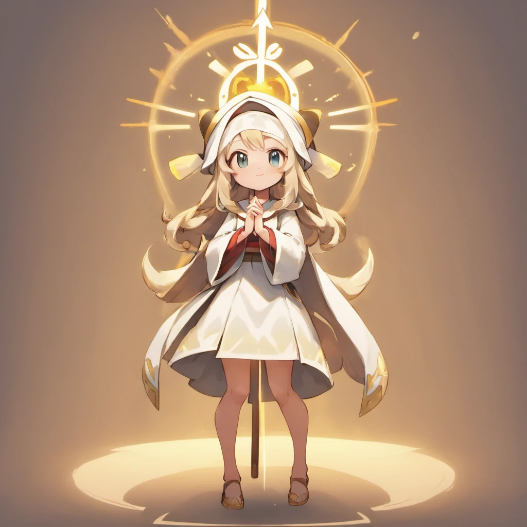 a girl, goddesses, wooden wands, Praying Nun, ultra detailed, high definition, highest quality, Game Character Design, fullbody, standing posture,