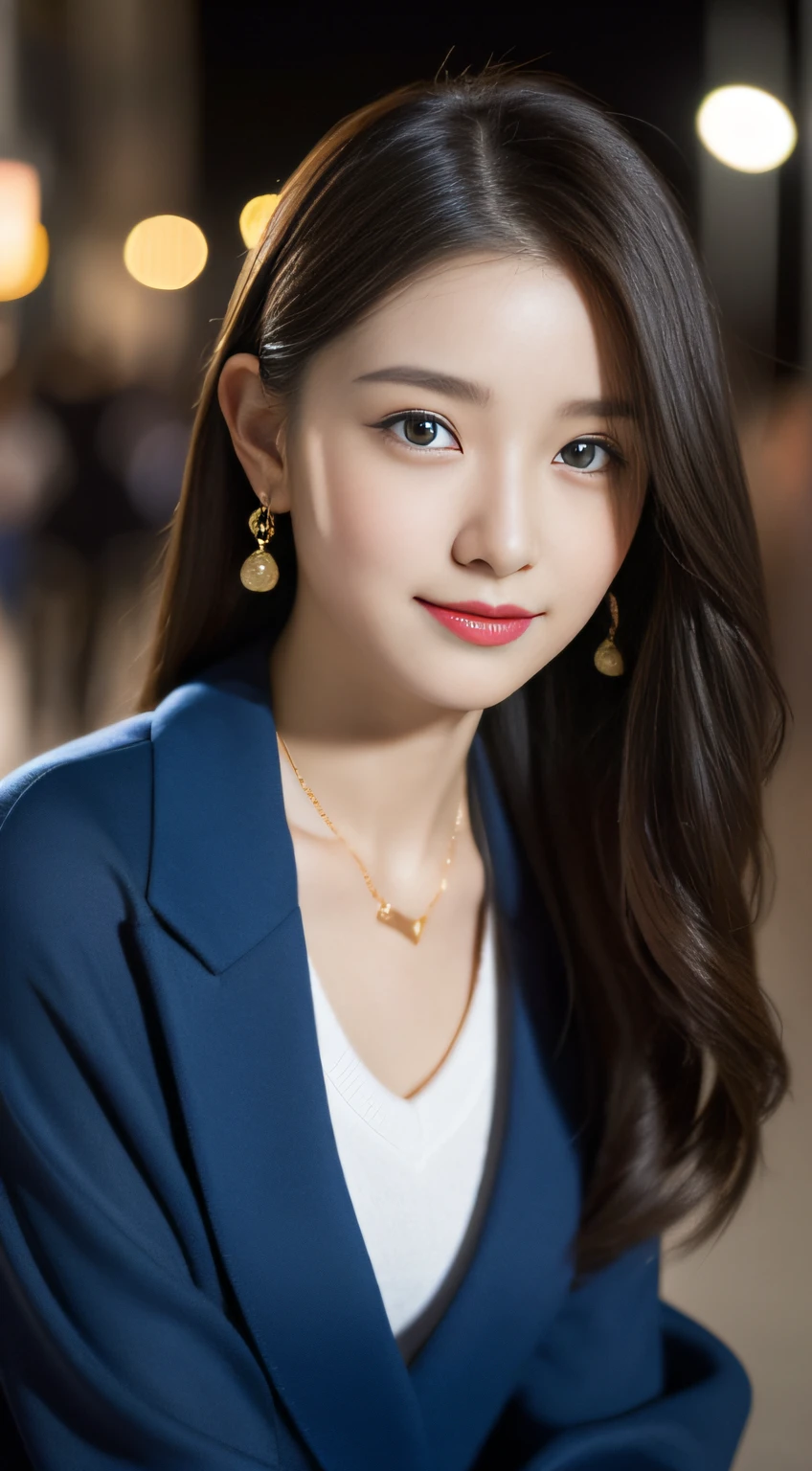 (((32K,very high res, high detailing, highly accurate,Masterpiece Girl 1))),Raw photo & realistic atmosphere,beautiful dark blue eyes,Detailed mouth,Glossy lips,Detailed eyebrows,Soft white skin that shines with every detail,,Eyes drawn in detail、Very beautiful eyes with azure eyes,Detailed lips、Very beautiful face,Very well-formed face、Lifelike face,shiny beautiful lips,Beautiful eyebrows,Infinite reality,Best design,（Insanely cute Japan 16-year-old high school girl,,Beautifully shaped breasts,Very cute beautiful girl,Little Girl,Slightly chubby：1.5）,Best Natural Makeup,Japanese ido,Korean Idols,Young sensual idol,Moist eyes,Dark Beautiful Deep Eyes,Beautiful butt,beauty legs,,camel's foot,：1.3),超A high resolution、,Natural and realistic face,Back lighting,Pure eyes are too cute,(((photorealisim,Photograph the whole body))),,Reality Live Action,（Fashionable earrings,,a necklace,A bracelet,gyuru,Glossy nail art,Women's 20s Fashion,Bright blue big coat with beautiful design,sexy underwear,Black slit skirt,Blue Pumps,Black pantyhose,Gold hair ornament,Show me your beautiful thighs,Calm and fashionable girl,light brown hair,Wave shortcuts,独奏,little smiling,full body Esbian,Show full-body fashion,sitting cross-legs,Show me the blue pumps,Attractive, Beautiful young sexy 15 year old girl：1.7）,Night in Shibuya