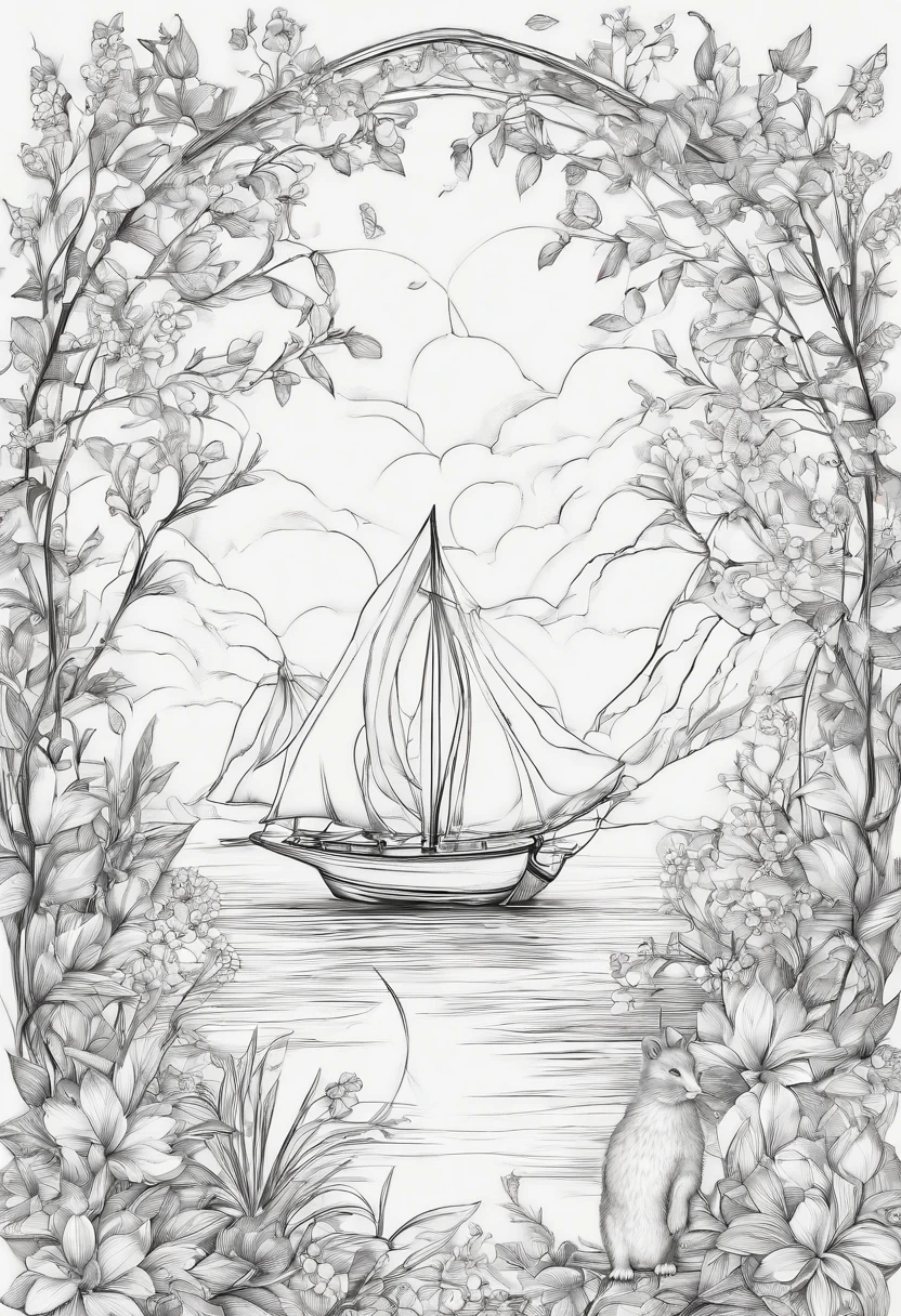 ((B&Em lineart)), ((2D)), mouse bonito, fantasia, Magic, Misterioso, incomum, preto e branco, linhas onduladas, arte de linha realista, livro para colorir, fundo branco, no noise, sharp thick lines, (((sketch art)), imagem central, isolado no fundo branco --v 4 - -ar2