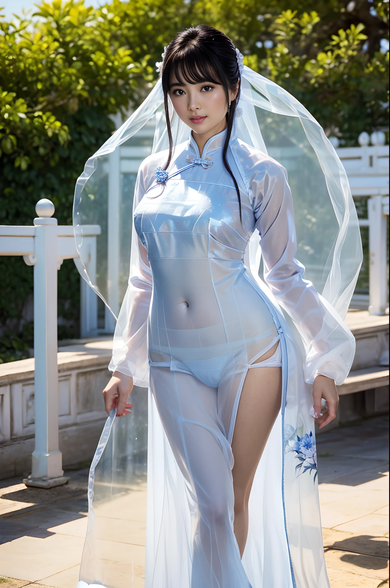 Timeless charm、Elegance、Ultra ultra high definition like a photo movie、Super Real、8K、nffsw、An ultra-high picture quality、masterpiece、(NSFW), In the middle of the flower garden、cowboy shot、Vietnamese girl、One girl、(Translucent Ao Dai:1.5)、(rot)、Beautiful sexy bra、Beautiful sexy panties、soft smiling、Black eyes、Long black hair flowing back、beautiful countenance、Exquisiteface、perfectly proportions、Drop-shaped chest、爆乳、Constriction、Navel、Crotch gap、Enhanced round buttocks、well-shaped neat buttocks、thighs thighs thighs thighs、Sexy Soft Pose、Curved shape、beautiful curves、Elegant and vivid Ao Dai、relax、Flowers blooming around、complex pattern、Vibrant colors、Garden with colorful flowers、A paradise of natural beauty、A quiet、Gorgeous、 (Depth Fields:1.3), Beautiful flower garden in the background、(the background is blurred:2)、