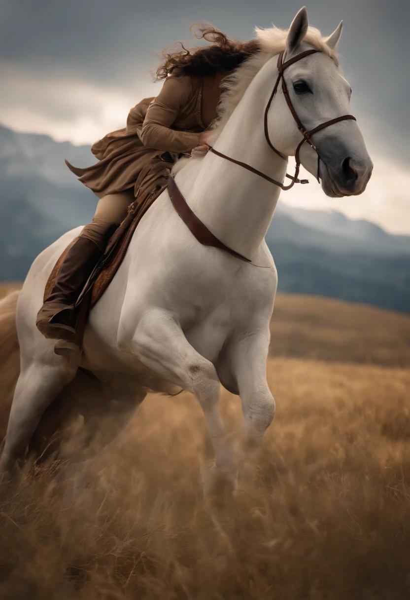 I watched as the Lamb opened the first of the seven seals. Then I heard one of the living beings say in a voice like thunder: "Come!"

I looked, and in front of me was a white horse. Its rider wielded a bow, and he was given a crown; he rode like a victor determined to win. REALISTIC, 8K