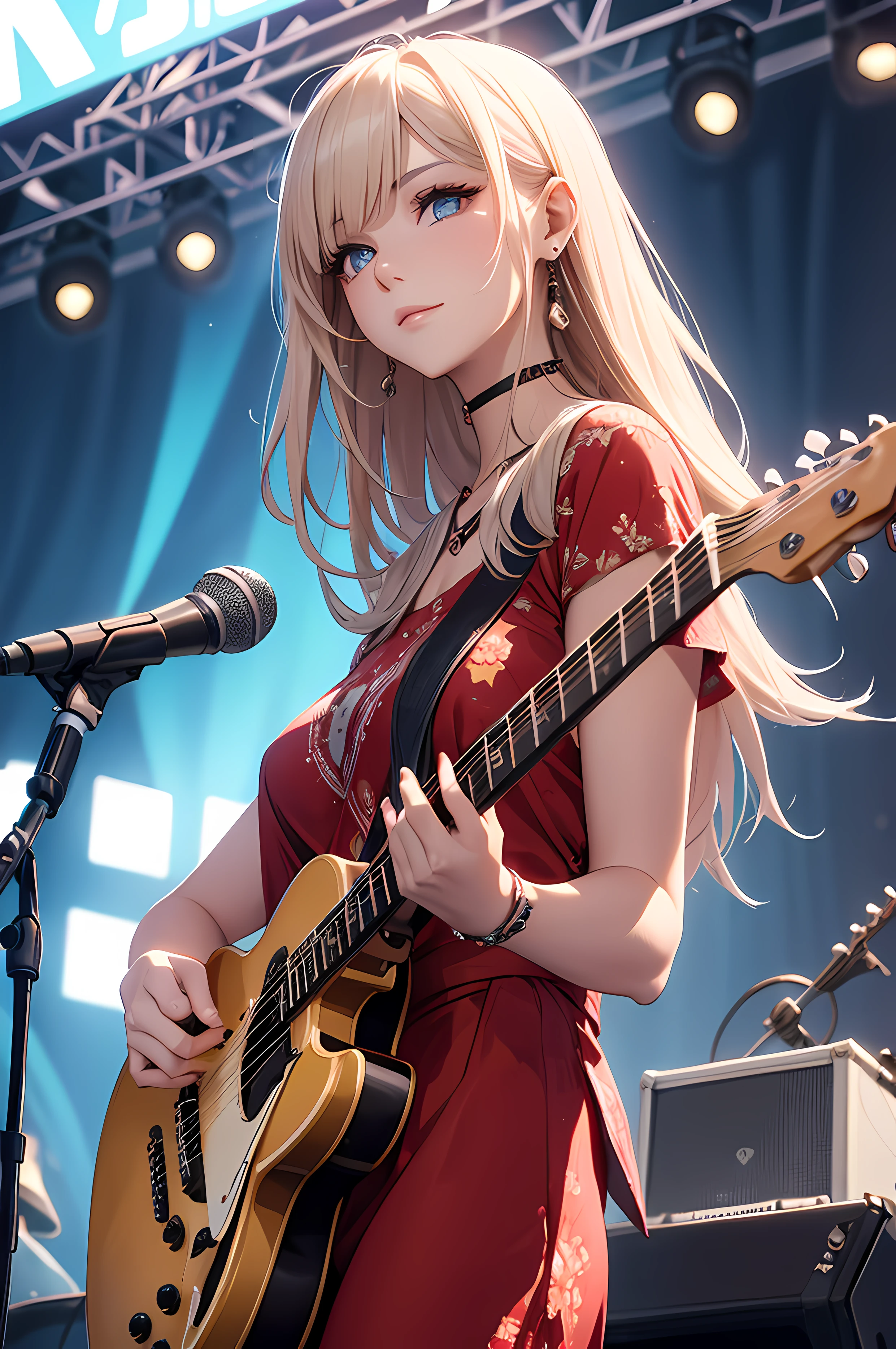 A beautiful woman, ((musician)))