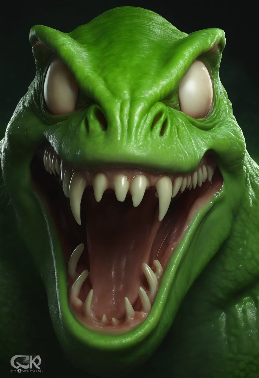 Elon musk a green creature with a big mouth and a big smile, slimer, monster slime, green slime, gelatinous with a smile, drooling goo, slimey, cgsociety), dripping green slime, monster slimy, slimy, cartoon creature, by Patrick Brown, cgsociety 4k", closeup!!!!!!, ectoplasm, green slime everywhere