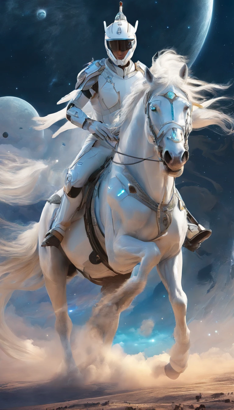 a white horse, Its rider wielded a bow, and was given a crown; he rode like a winner determined to win, REALISTIC, 8K