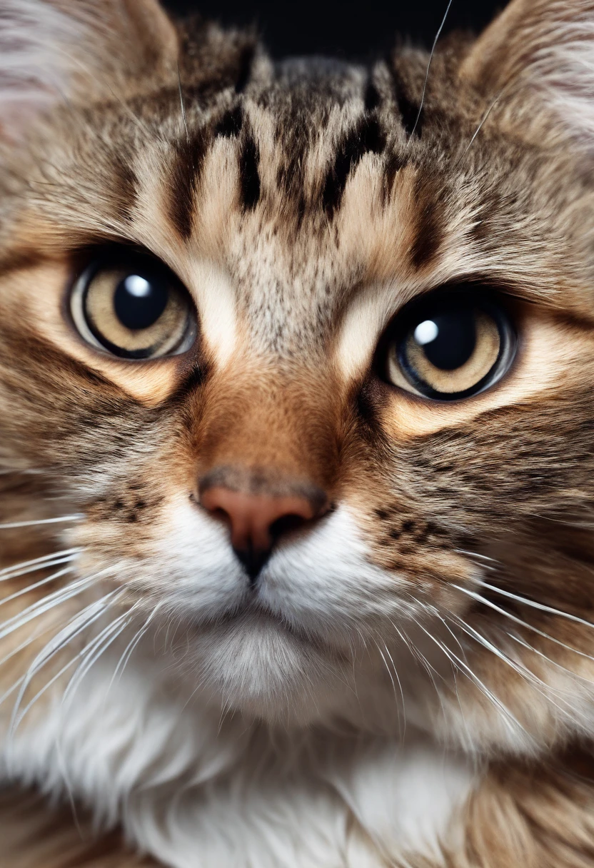 Cute cat,facing at camera,orthofacial,Delicate hair,Cinematic texture,high-definition picture quality,8K