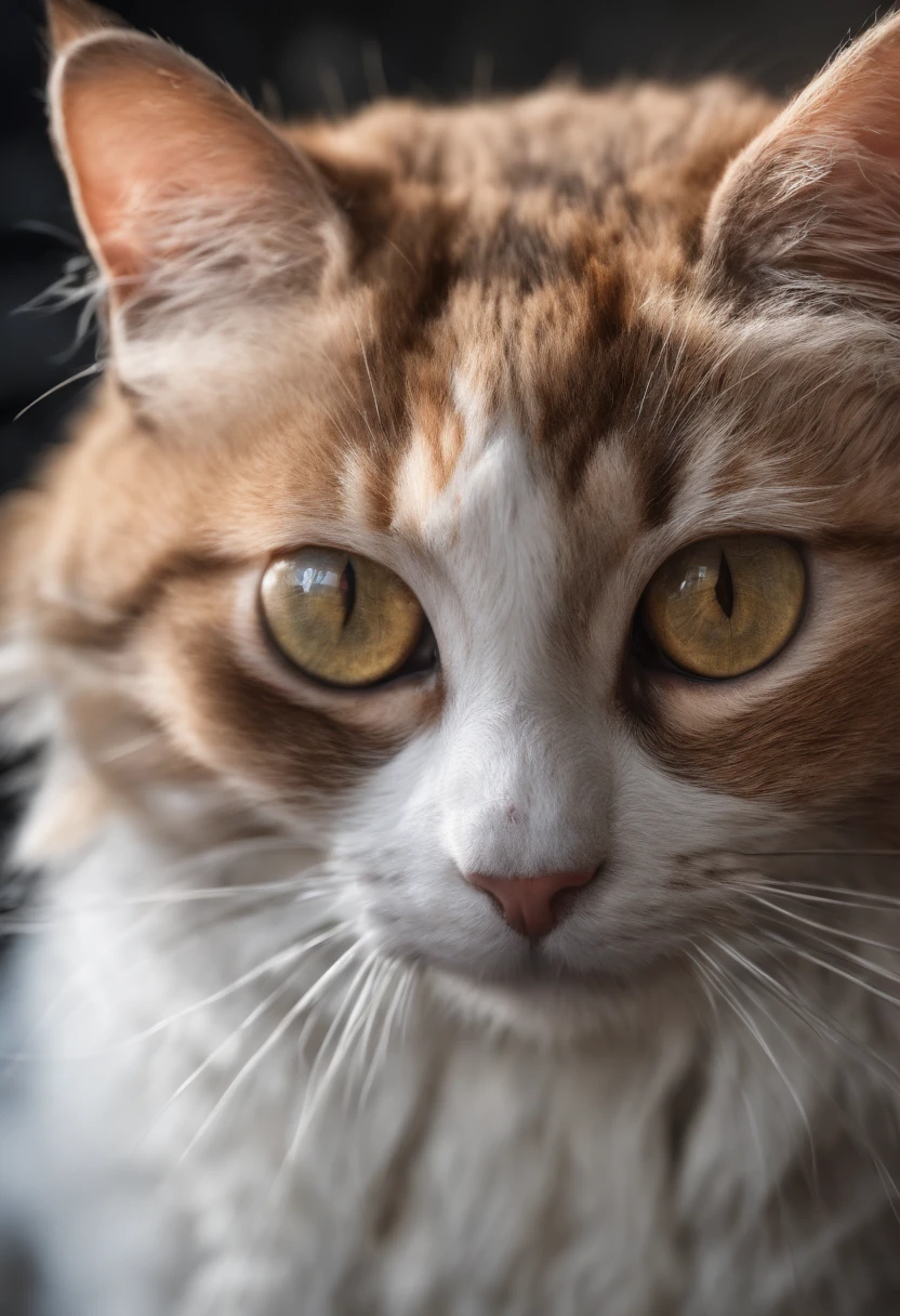 Cute cat，facing at camera，orthofacial，Delicate hair，Cinematic texture，high-definition picture quality，8K