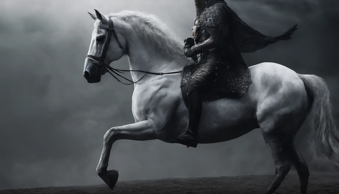 a white horse, Its rider wielded a bow, and was given a crown; he rode like a winner determined to win, REALISTIC, 8K