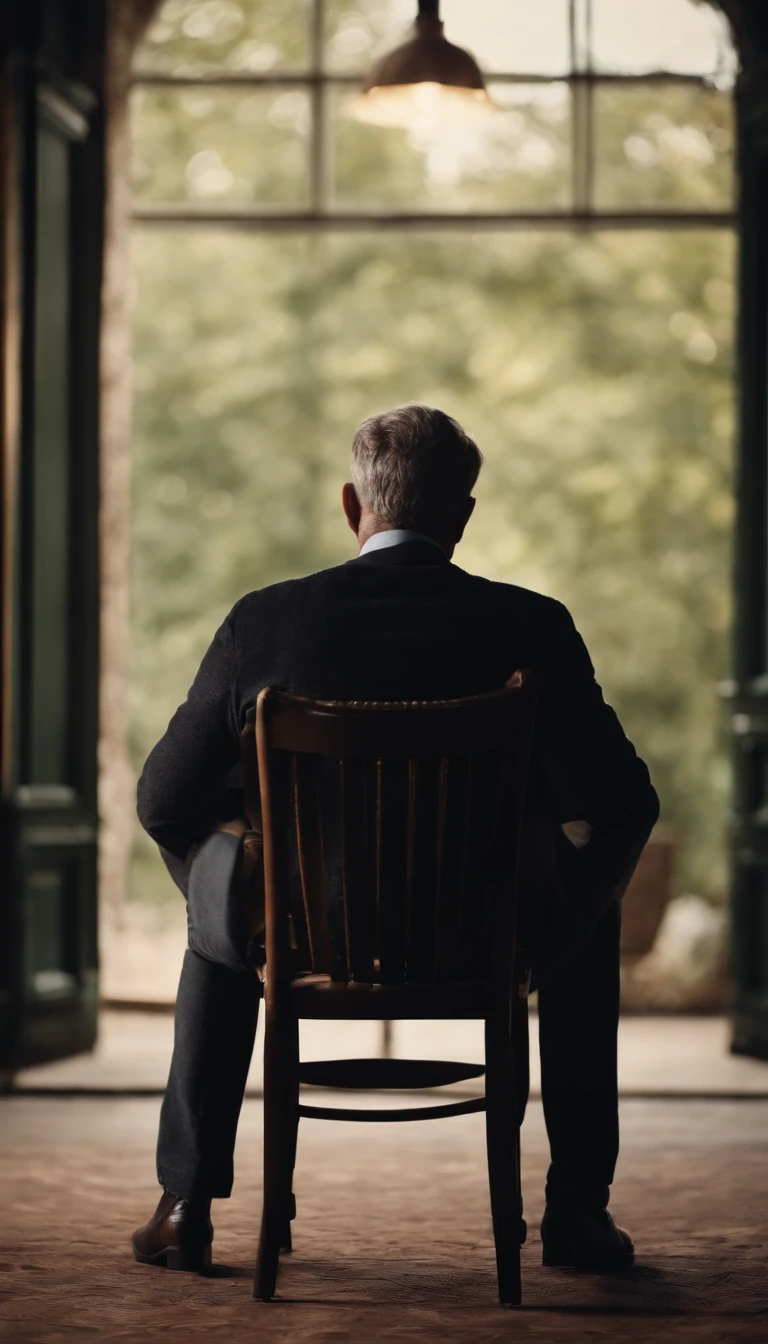 A man sitting in a chair with his hands showing concern or blockage in front of a familiar situation