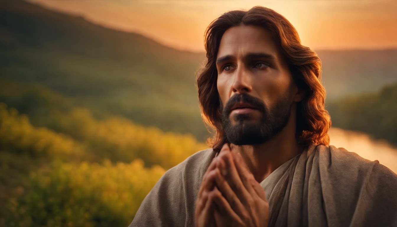 A man with long hair and beard standing in front of a mountain - SeaArt AI