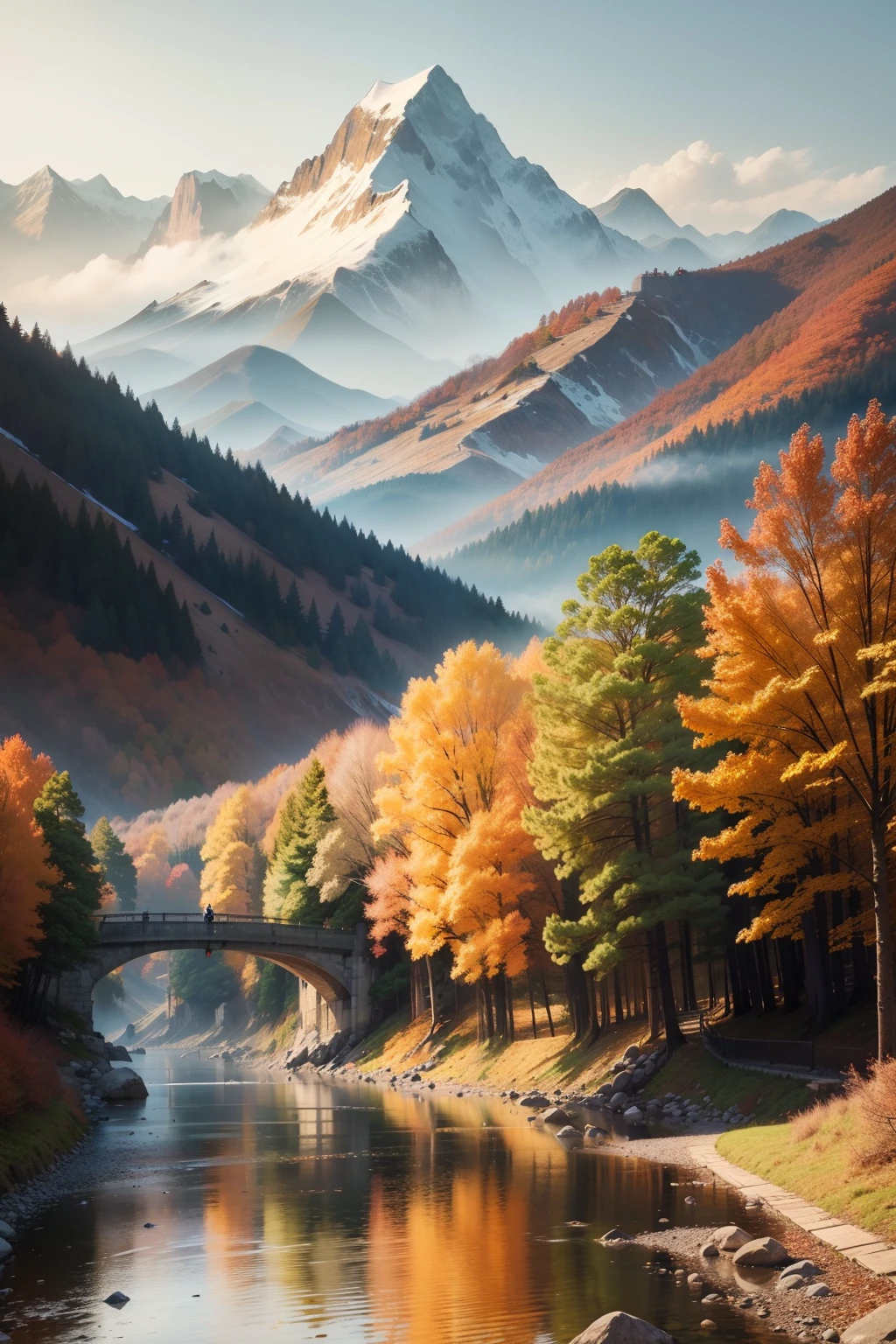 Dynamic landscape。There are autumn winds and fallen leaves, some sadness, mountains and waters