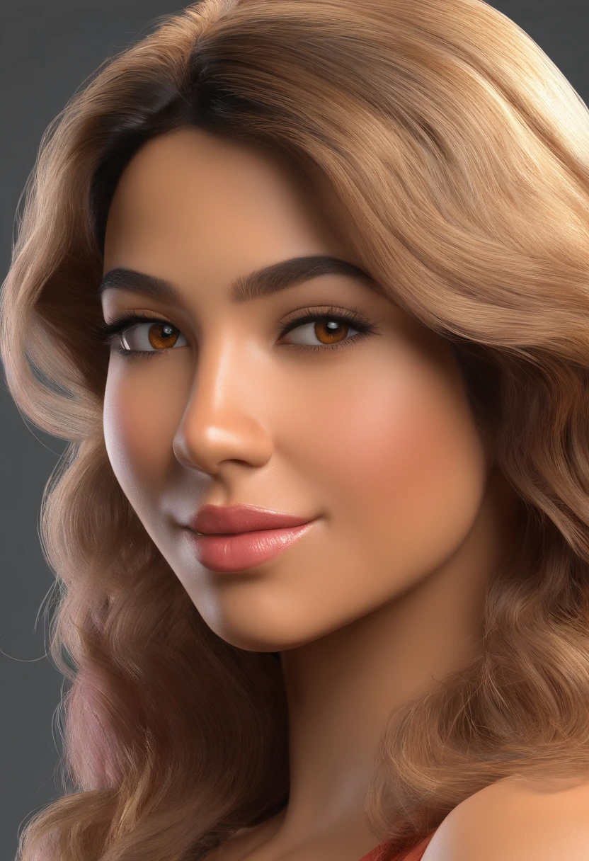 "Generate a hyper-realistic image of a young Colombian woman who embodies the typical beauty of Colombia. Her cinnamon-colored skin should have a vivid and natural texture, with details of light and shadow that accentuate her beauty. The eyes should reflect depth and expression, and the lips should be sensual and alluring. Her long, dark hair should fall in perfectly defined waves. Dress her in elegant attire that enhances her figure and her unique Colombian style. Ensure that the image has a background that complements her beauty and makes her stand out even more."