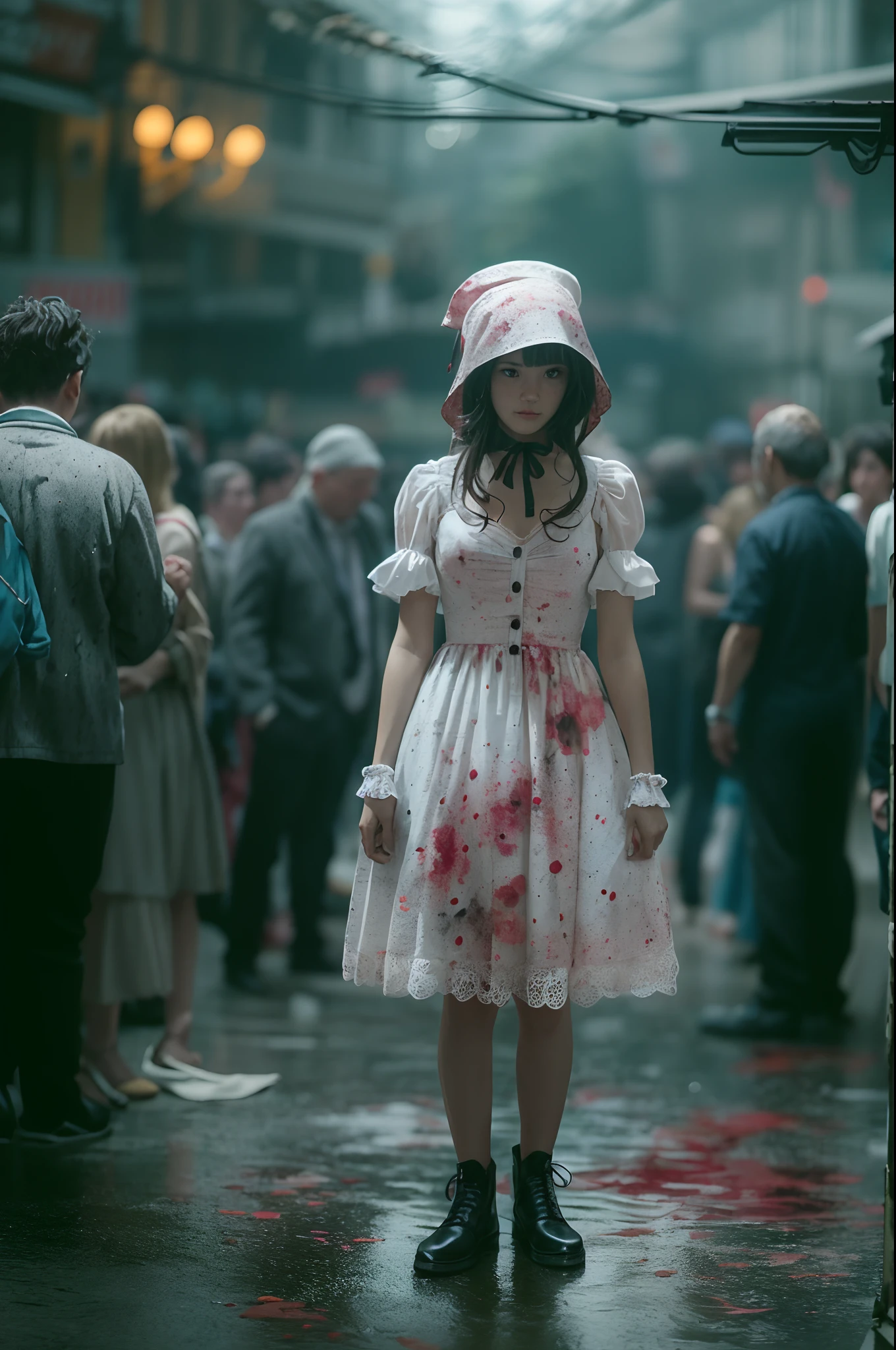 cosplay,pov,natural lighting,1girl,solo,
lolita_dress,standing,bonnet,
crowd,cosplay,blur,blurry,blurry background,nsfw,
Insanely Detailed,Art by Gregory Crewdson,Yoji Shinkawa,Guy Denning,James Jean and Liz Gael,Ink Drip,Paint Splatter,((Chiaroscuro)),((((Textured)))),