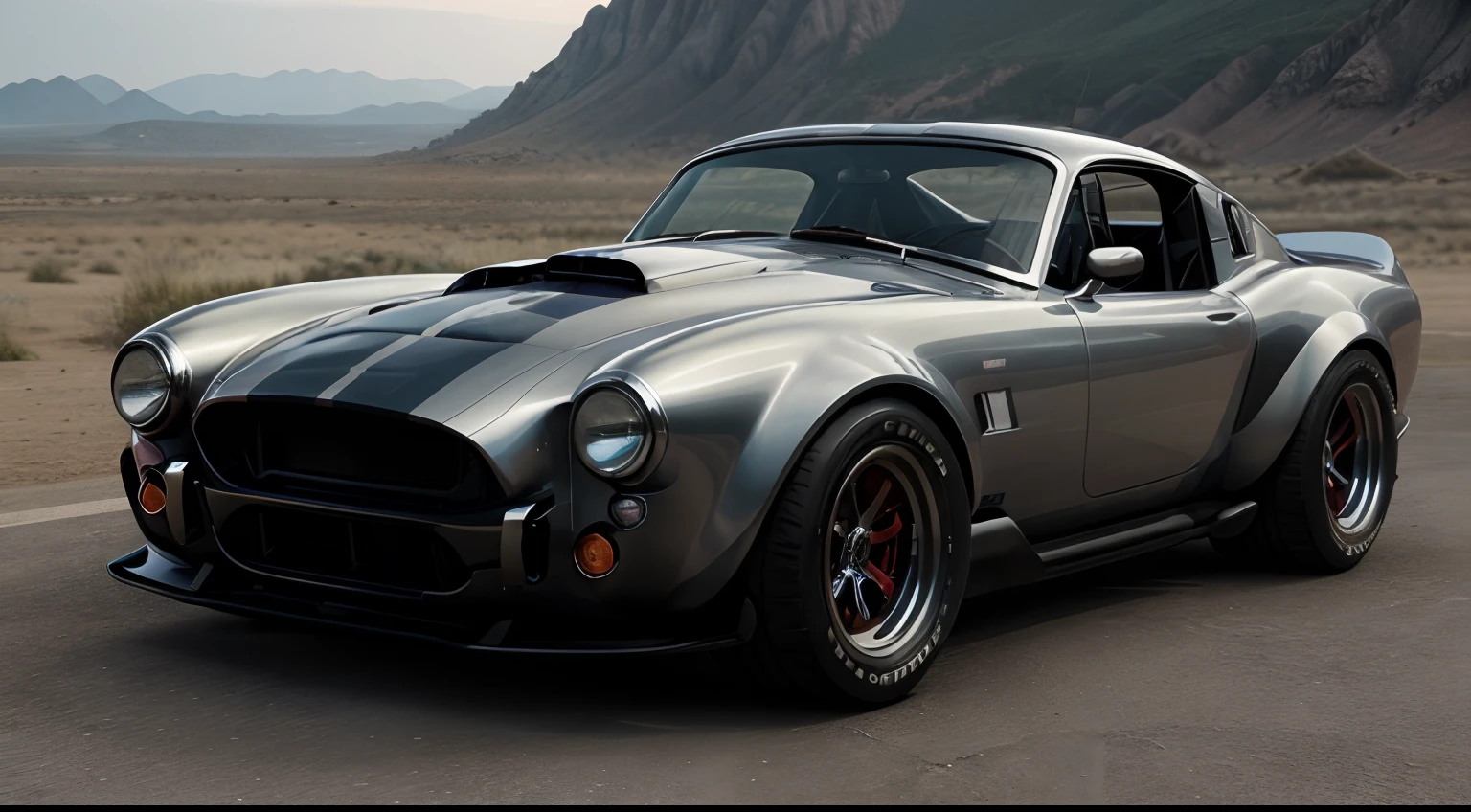 Best Quality, Extremely detailed, Cinematic lighting, 8K, Realistic, (Shelby Cobra MK3), Flashy design, Deep rim, Wide tires, car park