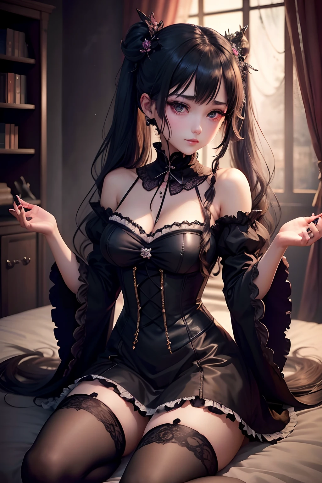 A sexy、Glamour、perspiring、Gothic lolita、A slight smil、A sexy、put your hair up、garterbelts、knee high socks、a bed、Beautifying the world、Unhappy、age19、Lament my night's fantasy、Beautie、Beautiful shape、wretched、ghosts、wraiths、Evil Spirit、The dragon、Beautiful、boredom、Unusual beauty、Bewitching、Fornication、Hard Dark Gothic Makeup、Maniacal、Deep night sky、Foggy、Industrial landscape、horor、bell sleeves、Wizard Sleeve、Long-haired straight hair、twin-tail hair、maid clothes、Dark Gothic、doress、
