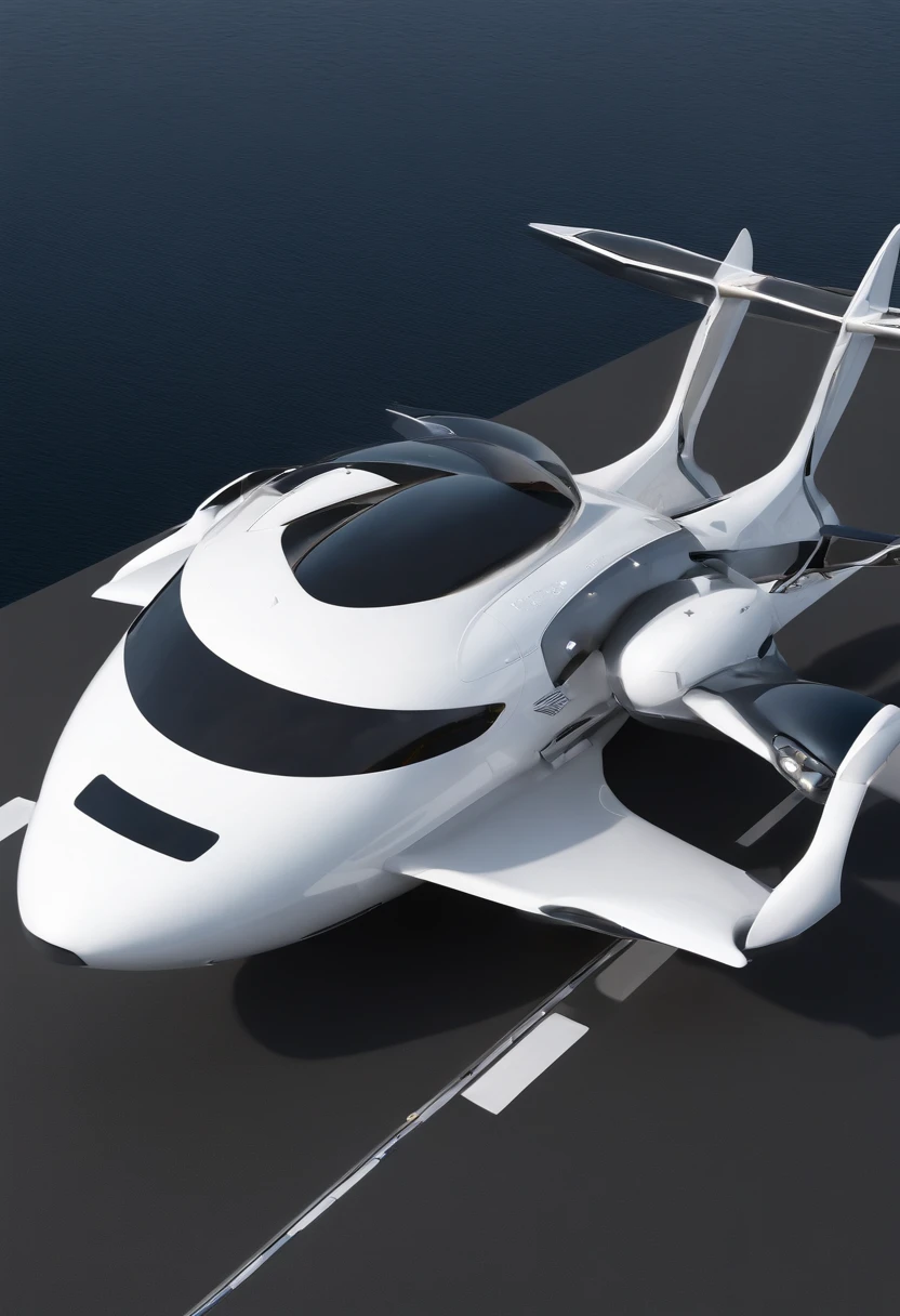 vista de longe ((Apenas uma, unique)) uma nave espacial, Futuristic helicopter style, ((500 metros de comprimento)) ((5 metros, LARGURA)) ((uma aza na direita, uma aza na esquerda))blindagem, futurista, ouro, Branco, metal, Plano. Guerra Futurista, Flying through space ((sem corte)) (8k realista)