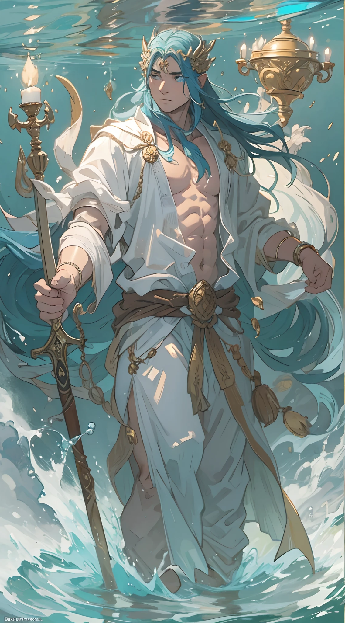 man, god of water, whole body frame