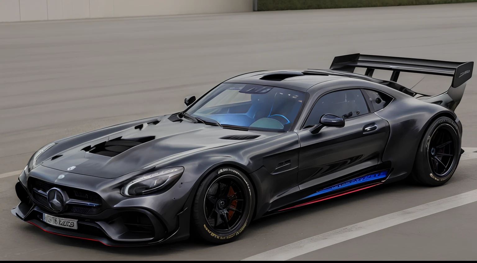 ((Mercedes-AMG Hypercar ))、in detail、Pre-designed aero parts、realisticlying、Deep Rim、Wide tires、car park、