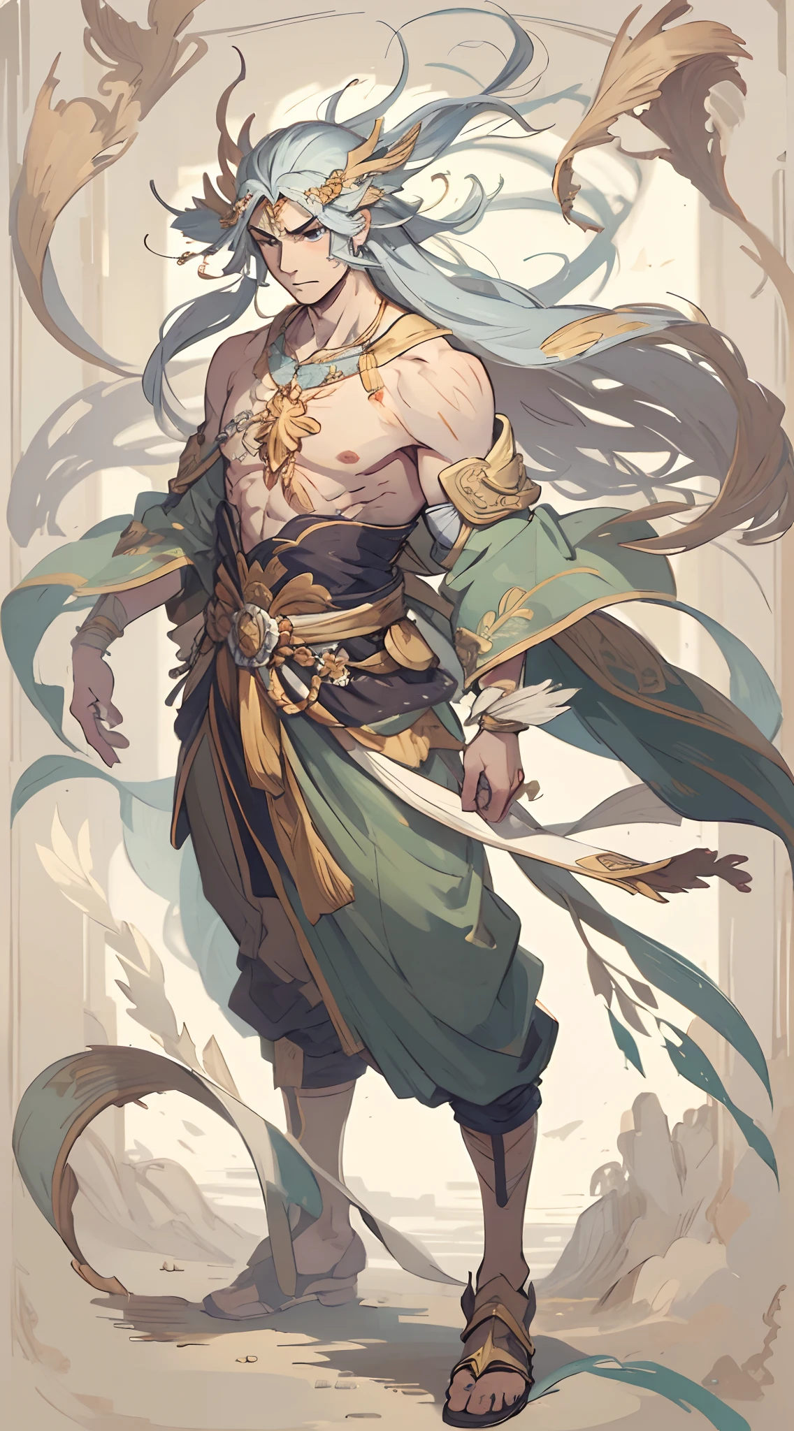 man, god of wind, whole body frame