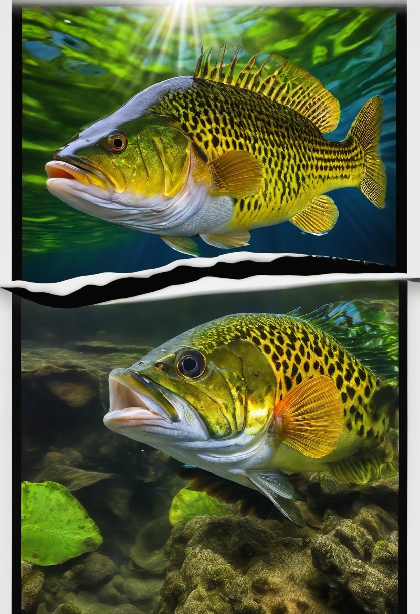 sublimated fishing shirts custom, na cor preta, with a peacock bass fish, frente e verso, escrito "Sem Peixe, Sem Problemas".