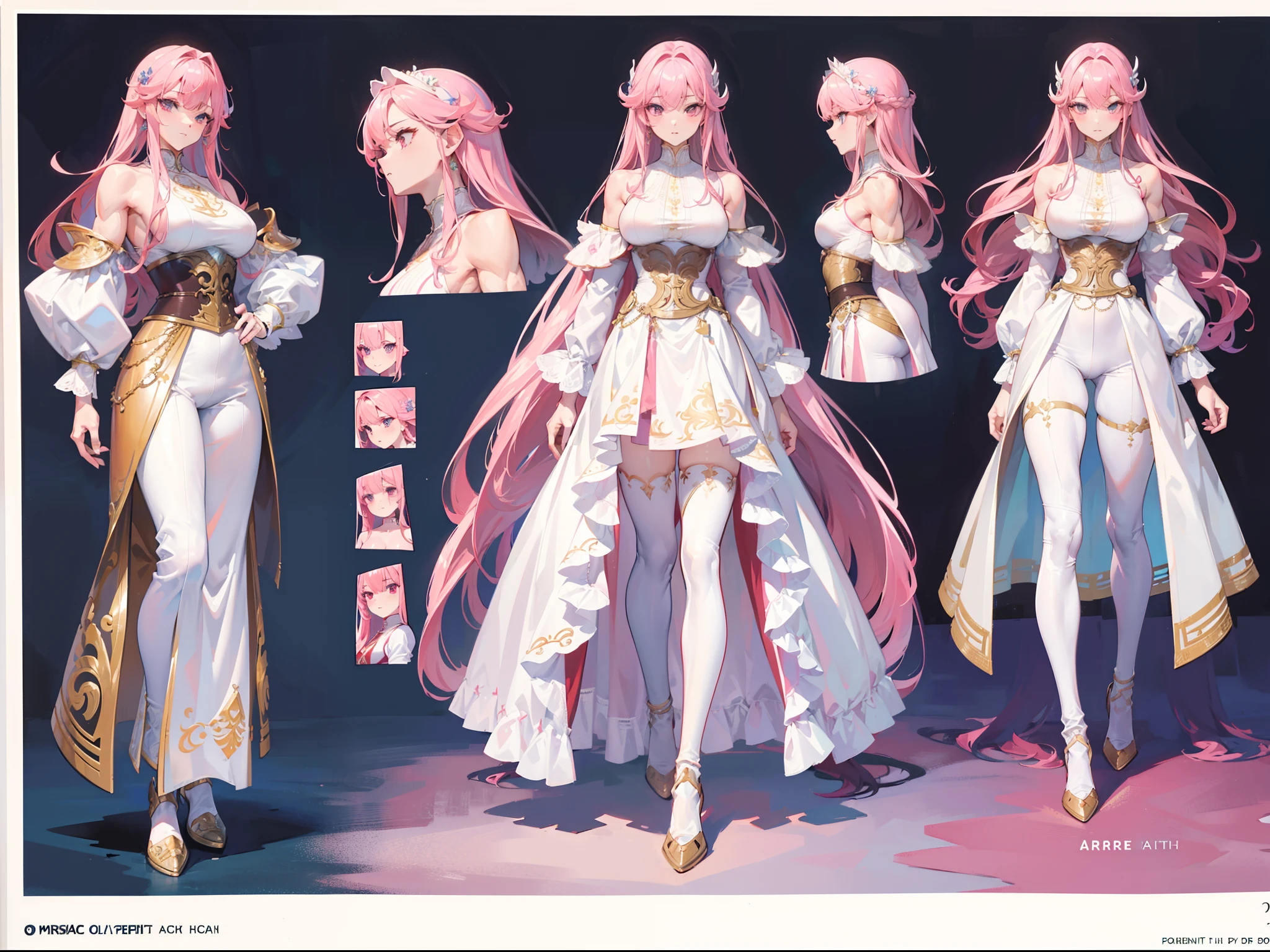 (Masterpiece, best quality), detailed, 1 man, ((character concept art)), ((character design sheet, same character, front, side, back)), full body, body complete, 1 Male angel, 1 Man angel, Detailed face, character design sheet，full bodyesbian, Highly detailed, character sheet, character design, Many parts, dark skin, angel wings, long pink hair, angel outfit, muscle male god, male clothes, masculine, muscle man, male muscle, manly, male angel, Muscle male with long pink hair，beautiful man, beautiful muscle man