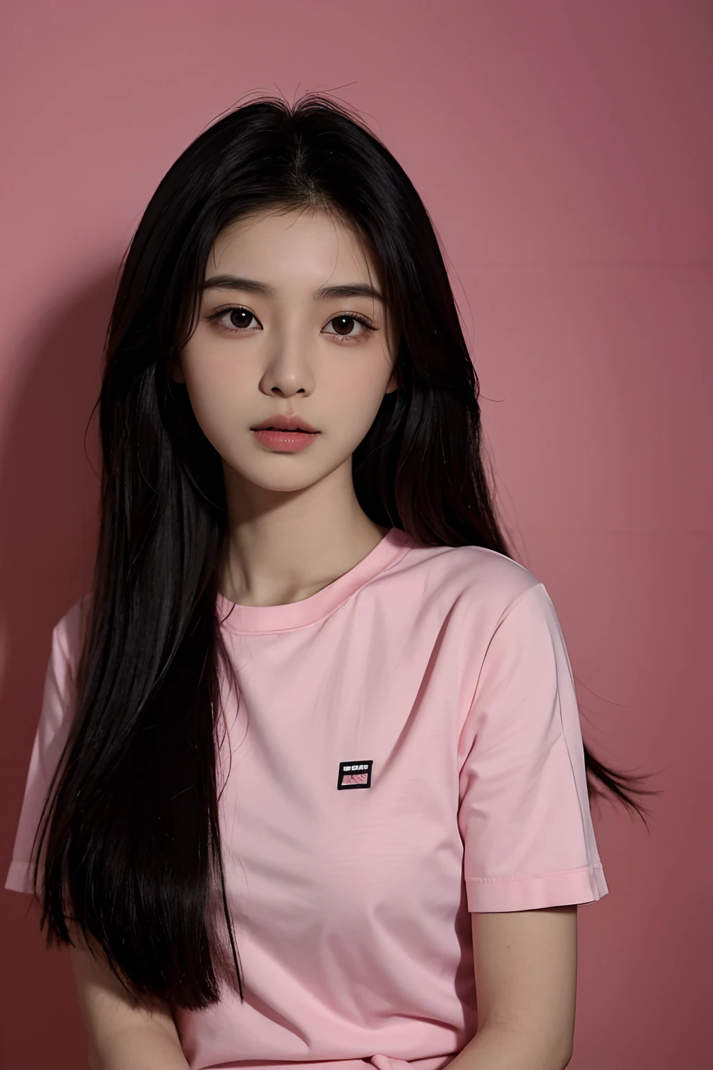 arafed woman with long black hair and a pink shirt, south east asian with round face, nivanh chanthara, with long hair, a young asian woman, xintong chen, young asian girl, 18 years old, headshot profile picture, xision wu, louise zhang, wenfei ye, asian girl with long hair, 1 6