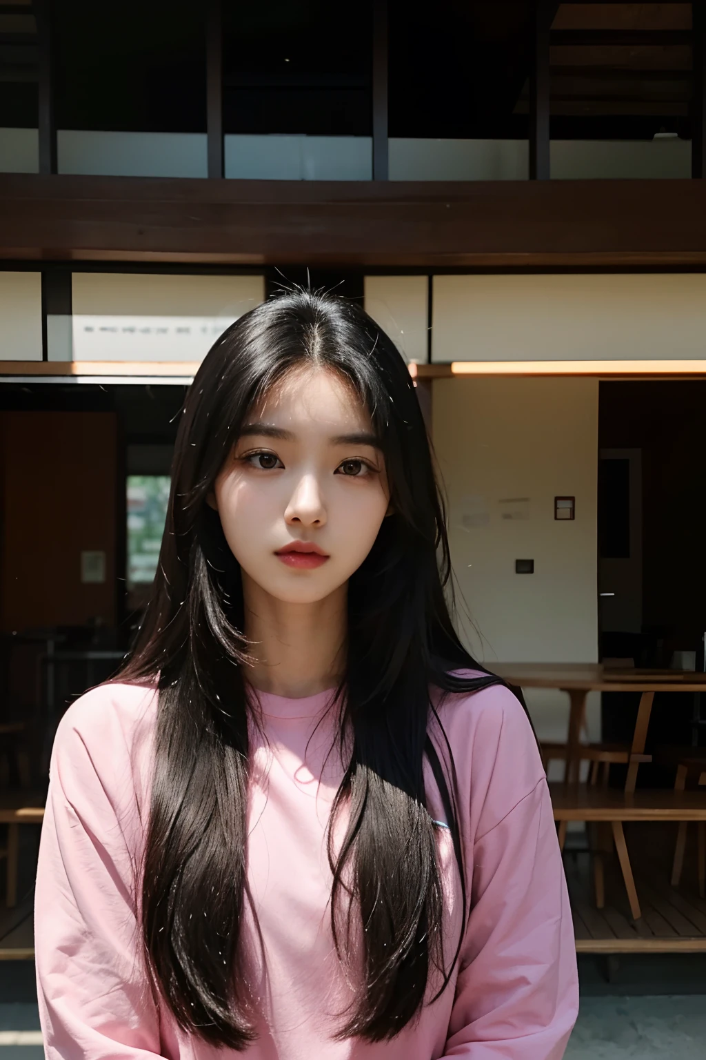 arafed woman with long black hair and a pink shirt, south east asian with round face, nivanh chanthara, with long hair, a young asian woman, xintong chen, young asian girl, 18 years old, headshot profile picture, xision wu, louise zhang, wenfei ye, asian girl with long hair, 1 6 years old