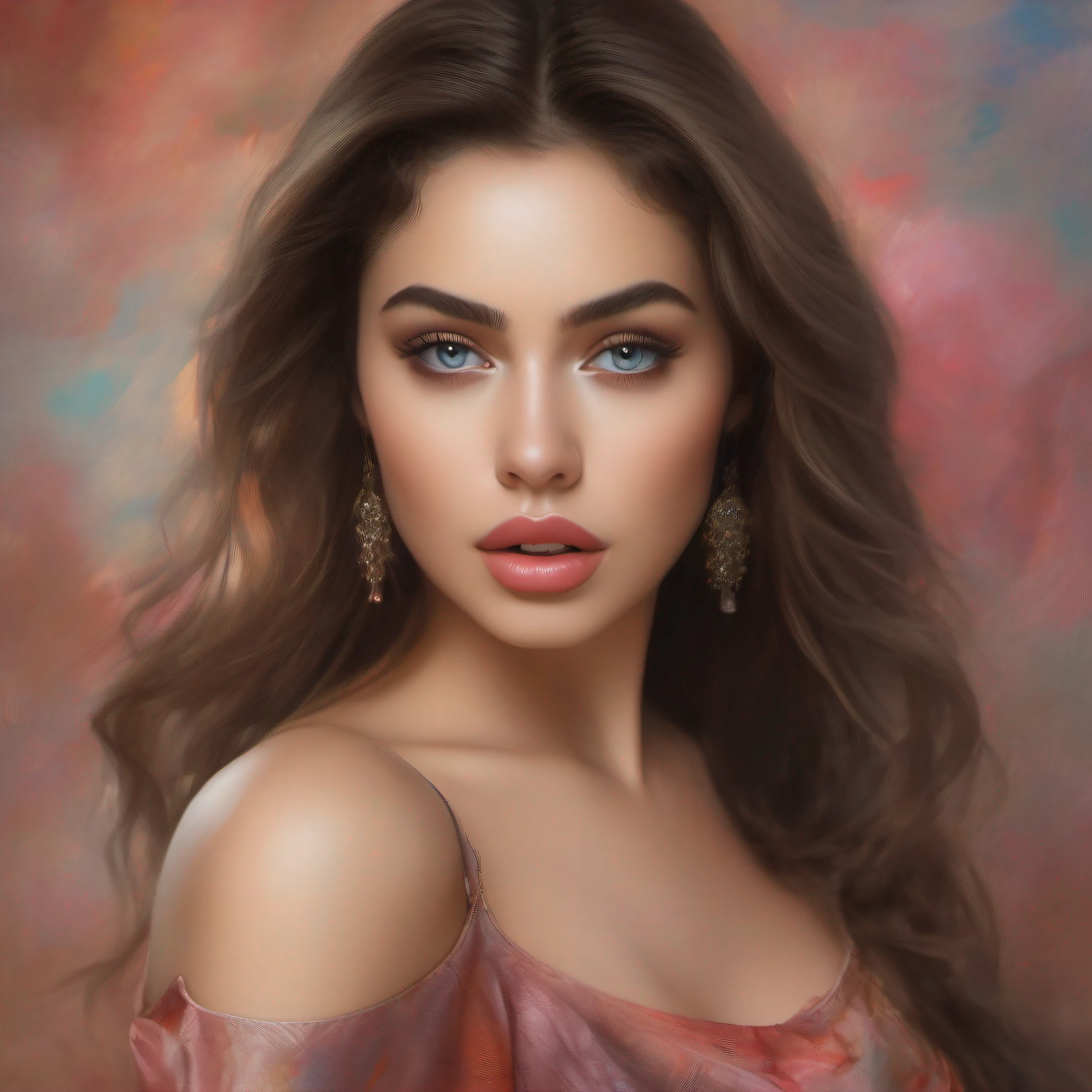 quality,4k,8k,highres,masterpiece:1.2),ultra-detailed,(realistic,photorealistic,photo-realistic:1.37),portraits, stunning colorful ((( Full body portrait of Yamileth Ramirez,))) beautiful detailed eyes, beautiful detailed lips ,extremely detailed eyes and face ,long eyelashes,soft and smooth skin, glowing ,human figure,beautiful detailed eyes,beautiful detailed lips, detailed face, realistic skin texture, perfect body proportion, graceful pose, soft and smooth skin, elegant movement, delicate features, gentle expression, natural and flowing hair, warm lighting, artistic composition, fine brushstrokes, oil painting, high resolution, exquisite details, vibrant colors, sensual atmosphere, tasteful nudity, classical art, timeless beauty.