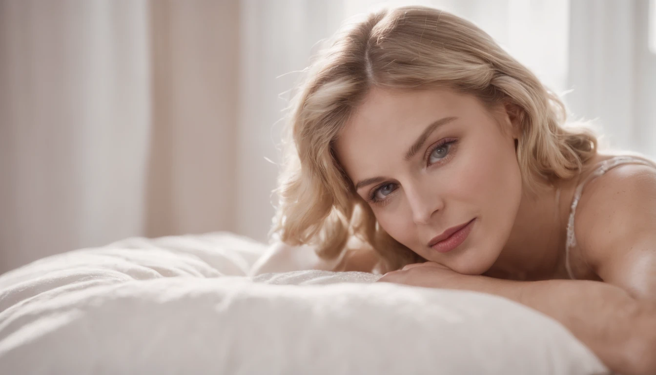 (Best quality,Realistic,Photorealistic:1.37),(hdr,hyper HD,Studio lighting),(Beautiful detailed face),(Long eyelashes),(beautiful detailed lips),(Relaxed expression),(Soft lighting),(18yo Girl),(Blonde hair),(Wearing a bathrobe),(Indentation slippage),(Medium breasts),(Exposed breasts),(Sleep peacefully),(Hot and cozy atmosphere),(Vivid colors),(Sensual),(Smooth skin),(Curved silhouette),(Laid),(Comfortable and welcoming),(Intimate mood),(Dreamy),(serene),(Luxurious),(private),(Ultra-fine painting),(Delicate),(Subtle details ),(muted tones),(exalted),(attractive cleavage),(Alluring),(Masterpiece:1.2),(Colorful),(Tasteful ),(Feminine elegance),(Ethereal),(Visual poetry),(creative lighting),(impressionistic),(Breathtaking),(Timeless beauty)