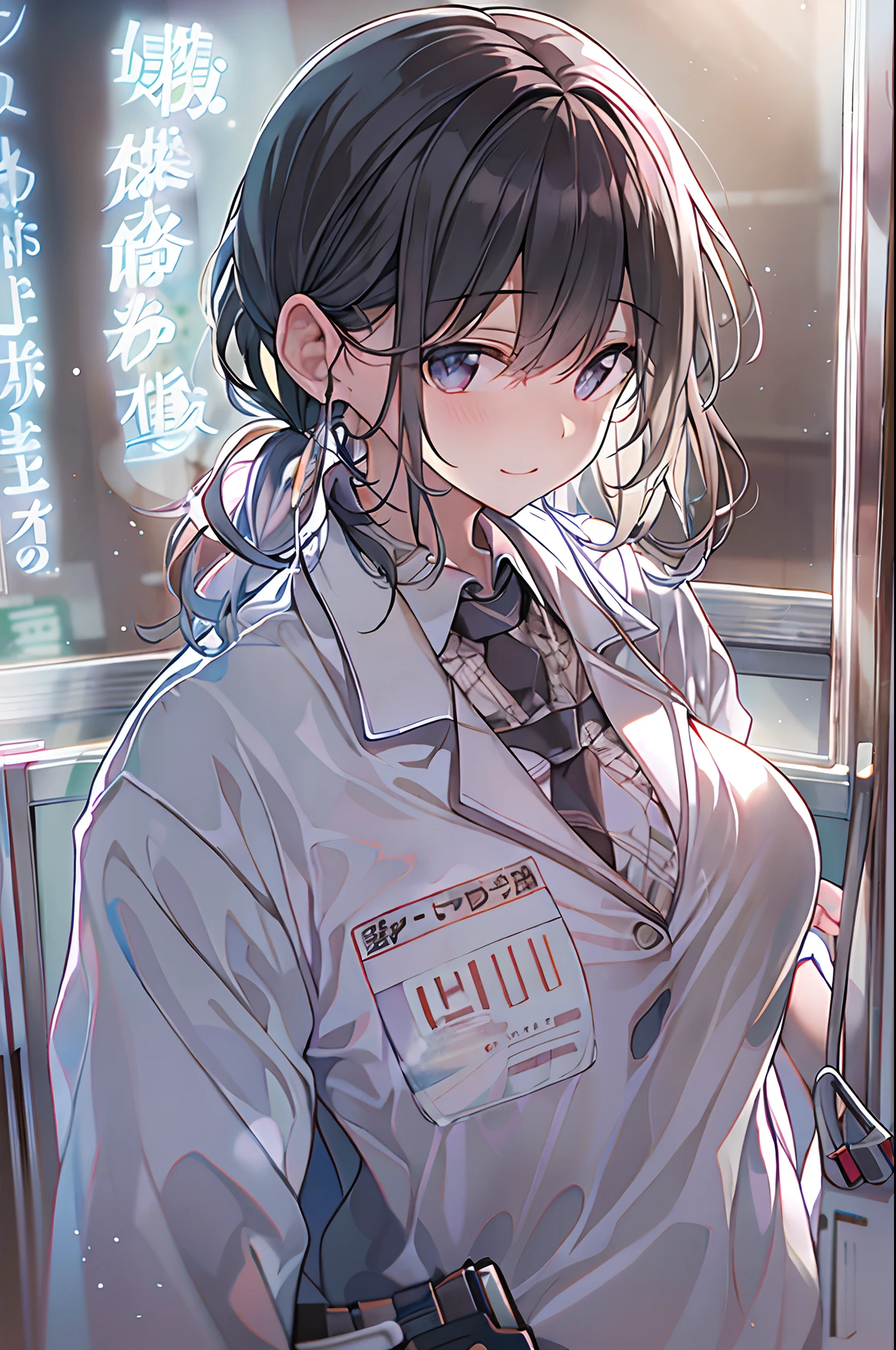 hospitals、Nurse、Backlight illumination、Whole whitish、Looking at the camera