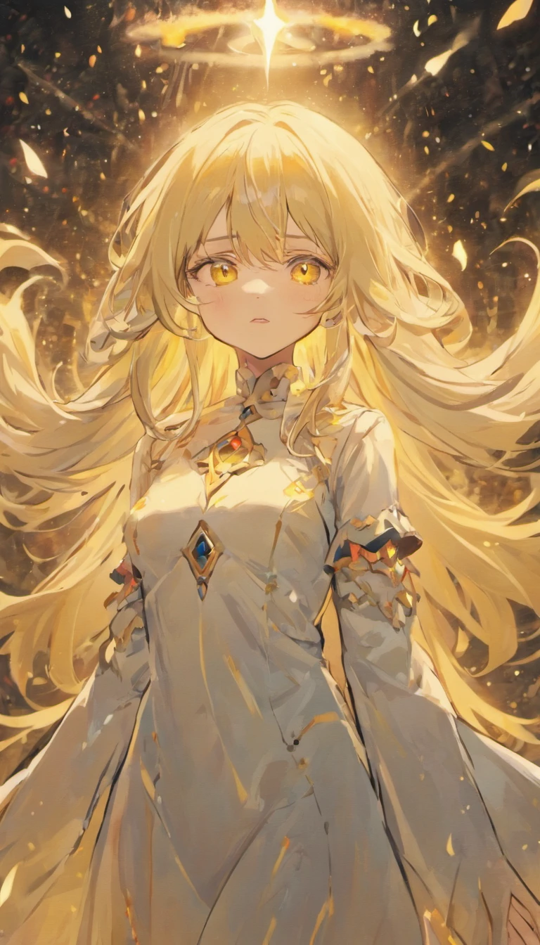 female ghost figure, pretty woman, long silver hair, defined details, detailed eyes, yellow eyes