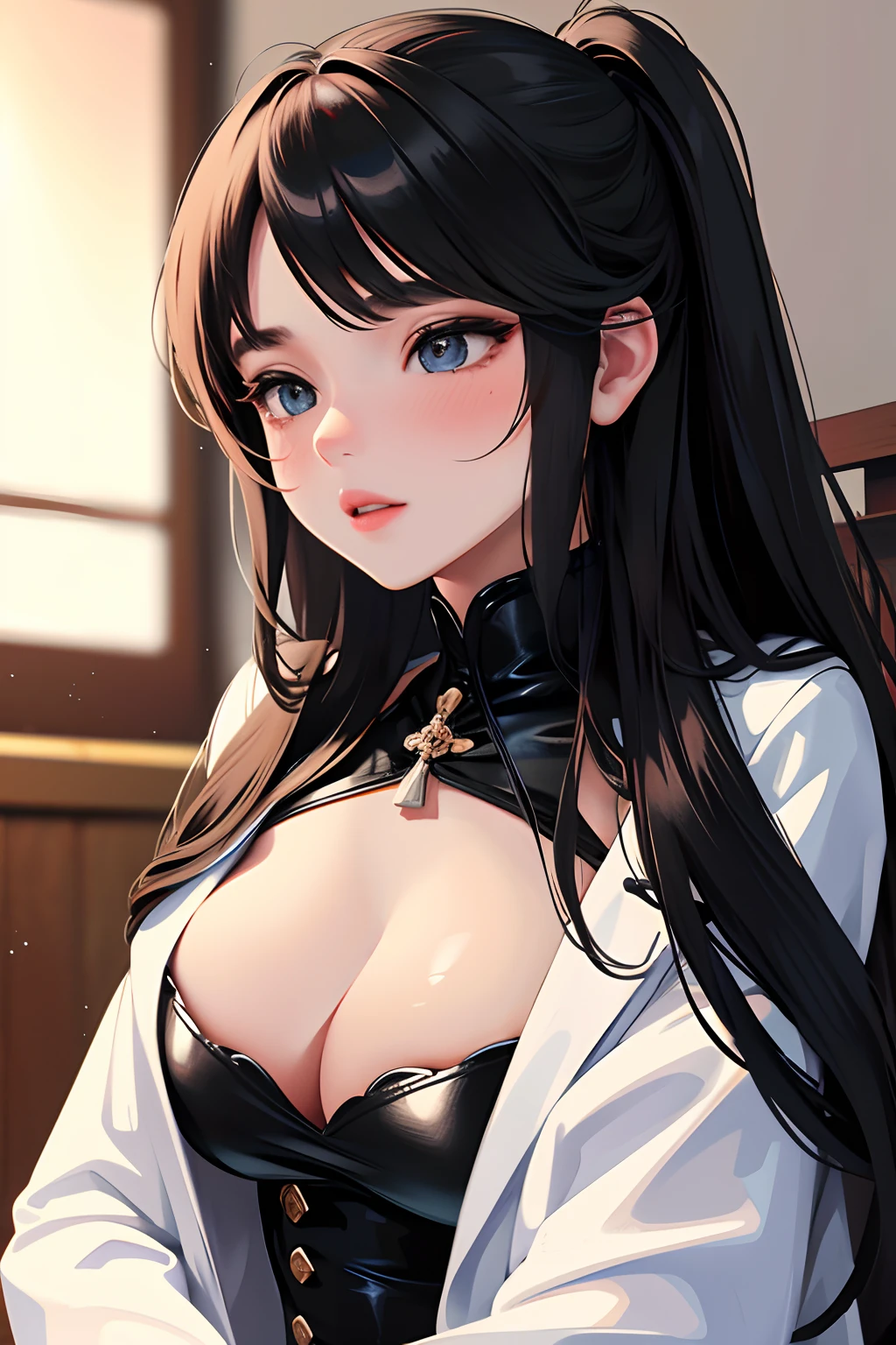 kujou sara, realistic, 3d, blush, highly detailed, sexy, elegant