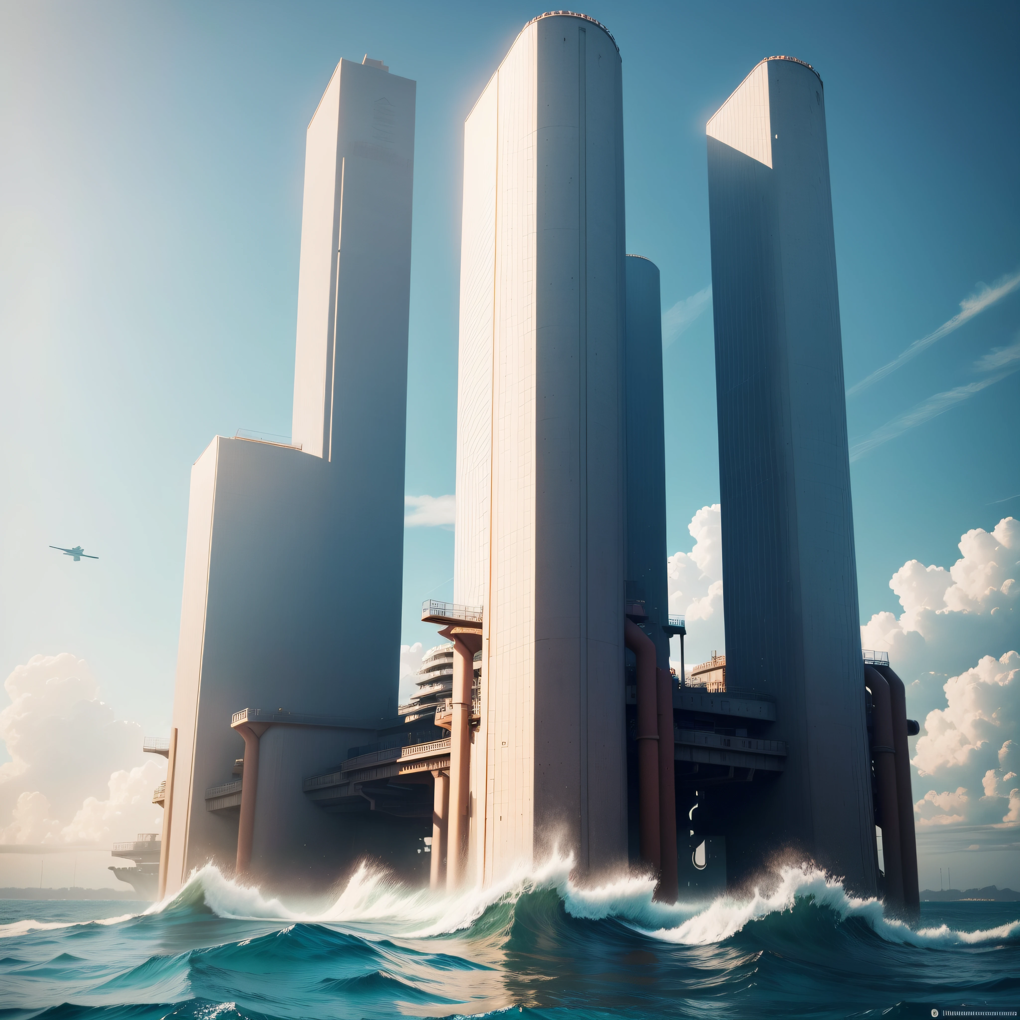 (espacial, nave espacial aparecia, de um tanque de guerra. with multiple cargo bays) (Behind thrusters with blue flame) (futurista) 4k. on one side a cannon on the other side another cannon